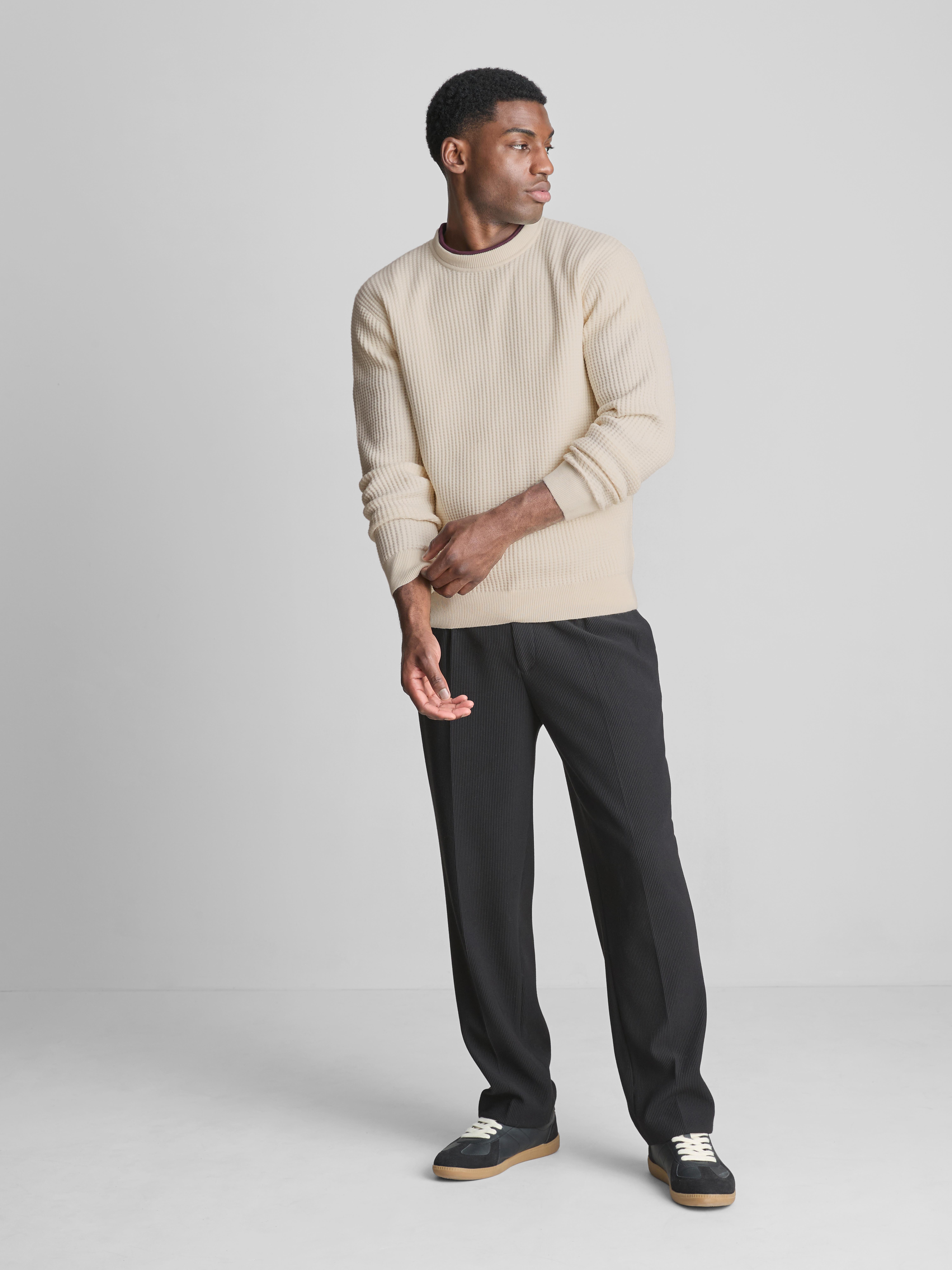 Textured Crew Neck Sweater