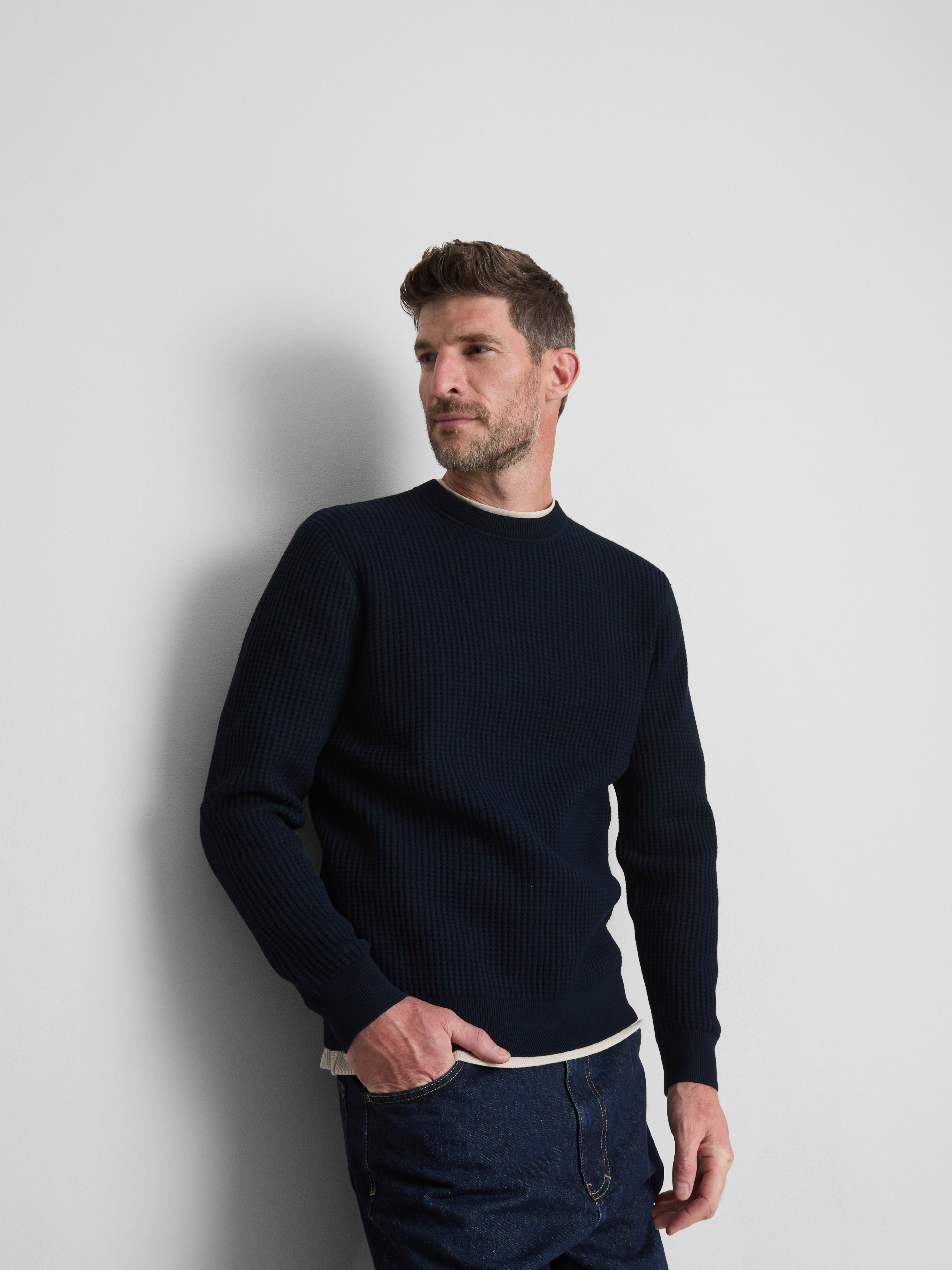 Textured Crew Neck Sweater
