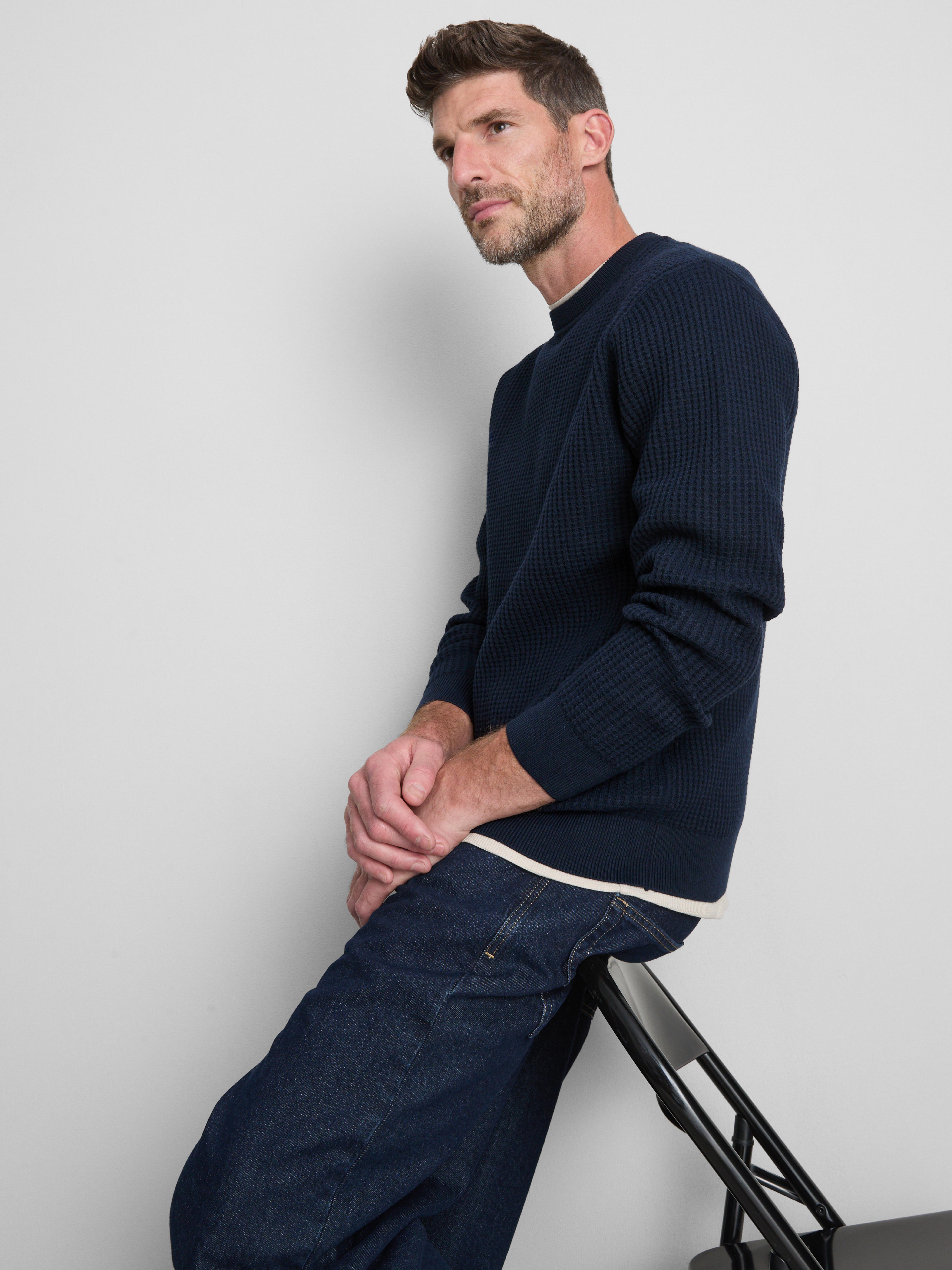 Textured Crew Neck Sweater