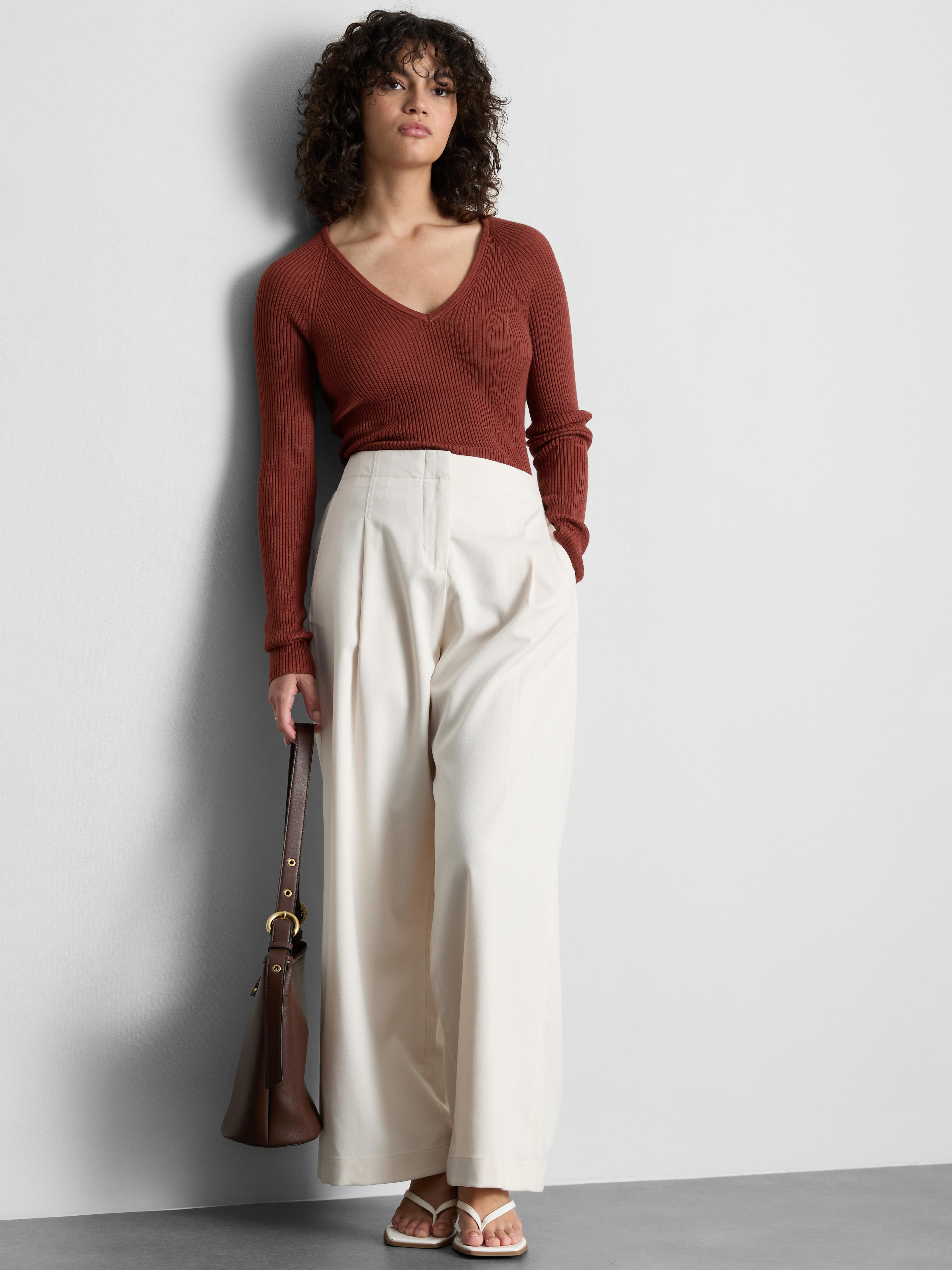 Ribbed V-Neck Sweater