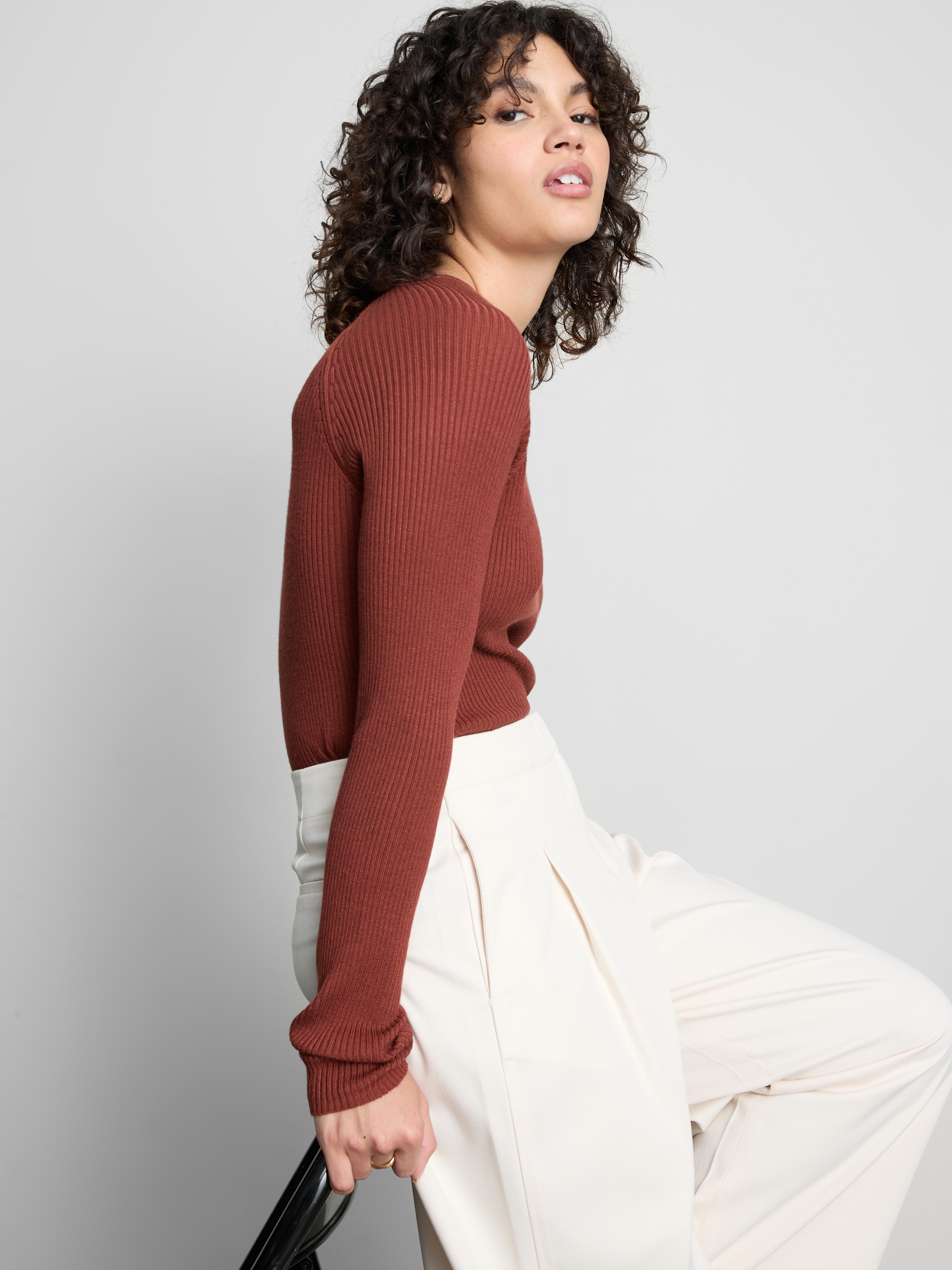 Ribbed V-Neck Sweater