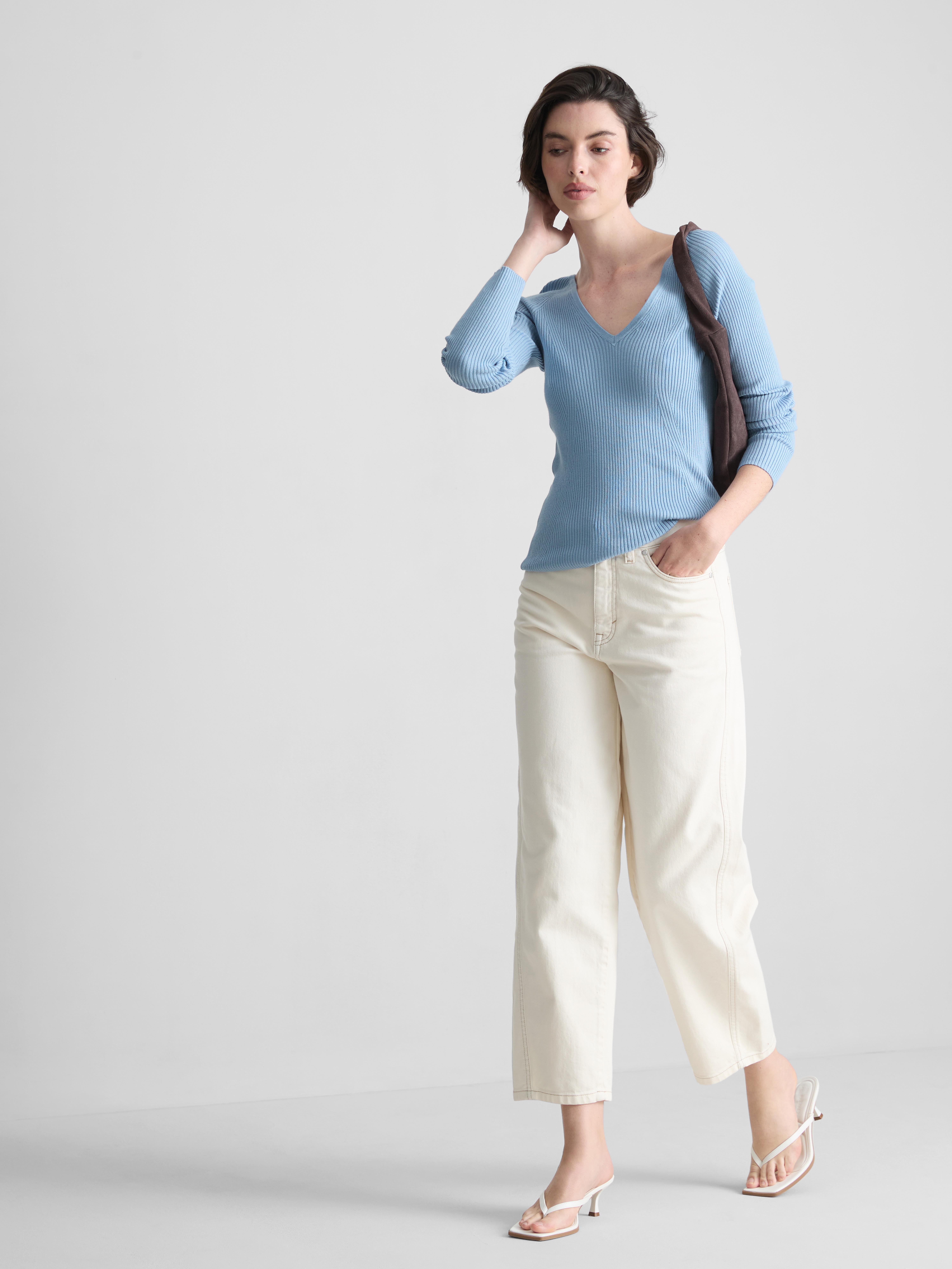 Ribbed V-Neck Sweater