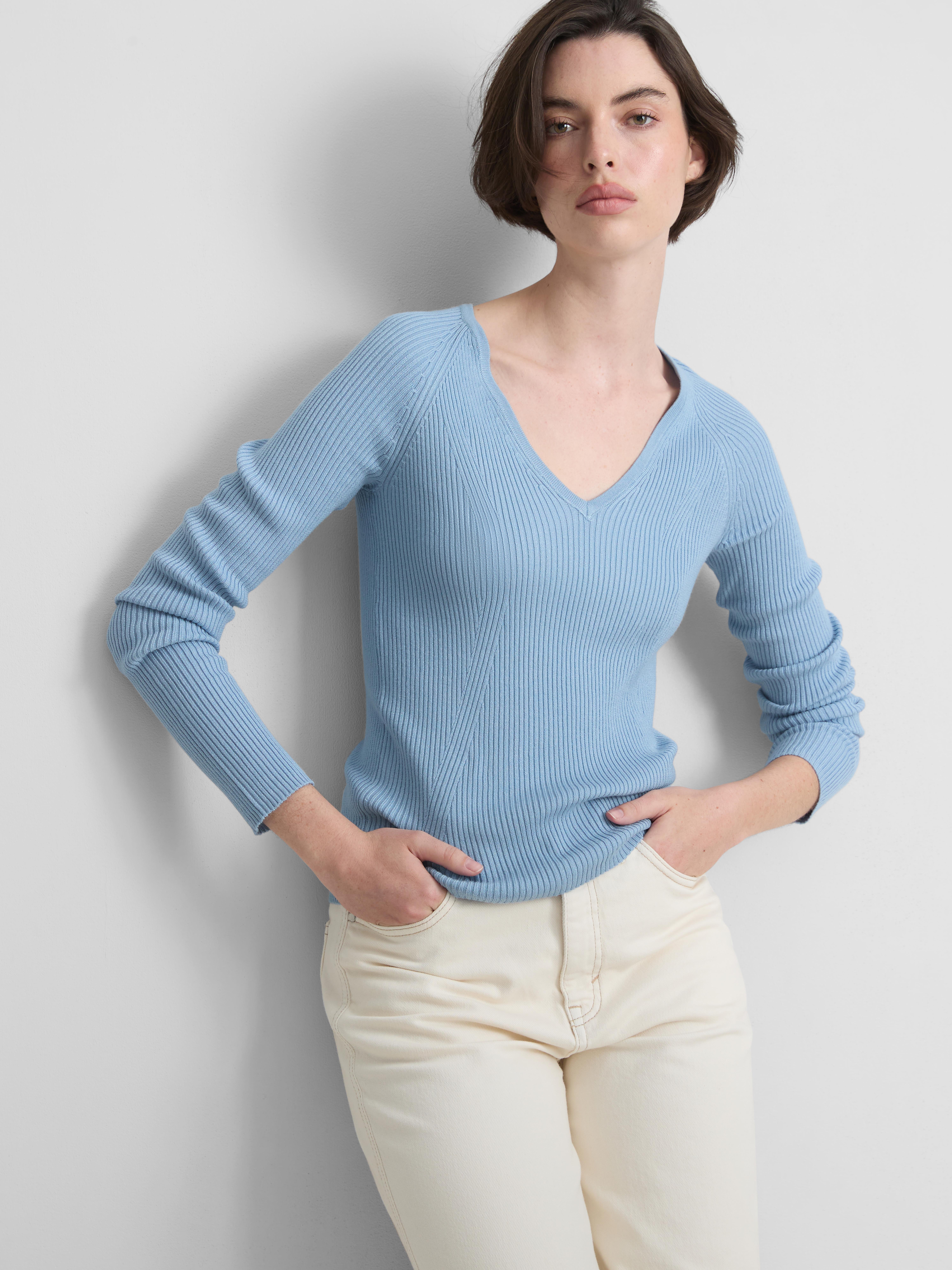 Ribbed V-Neck Sweater