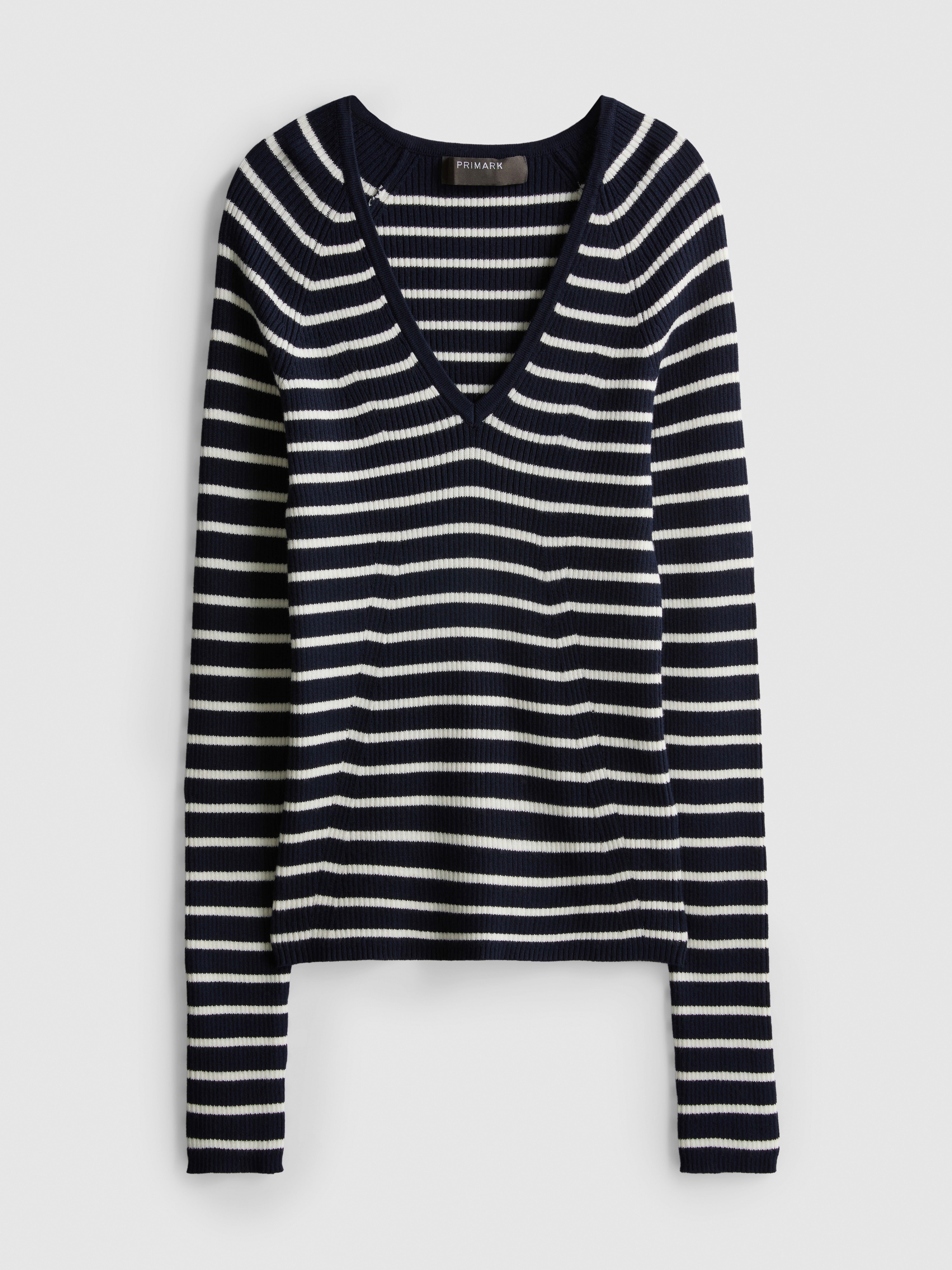 Ribbed V-Neck Jumper