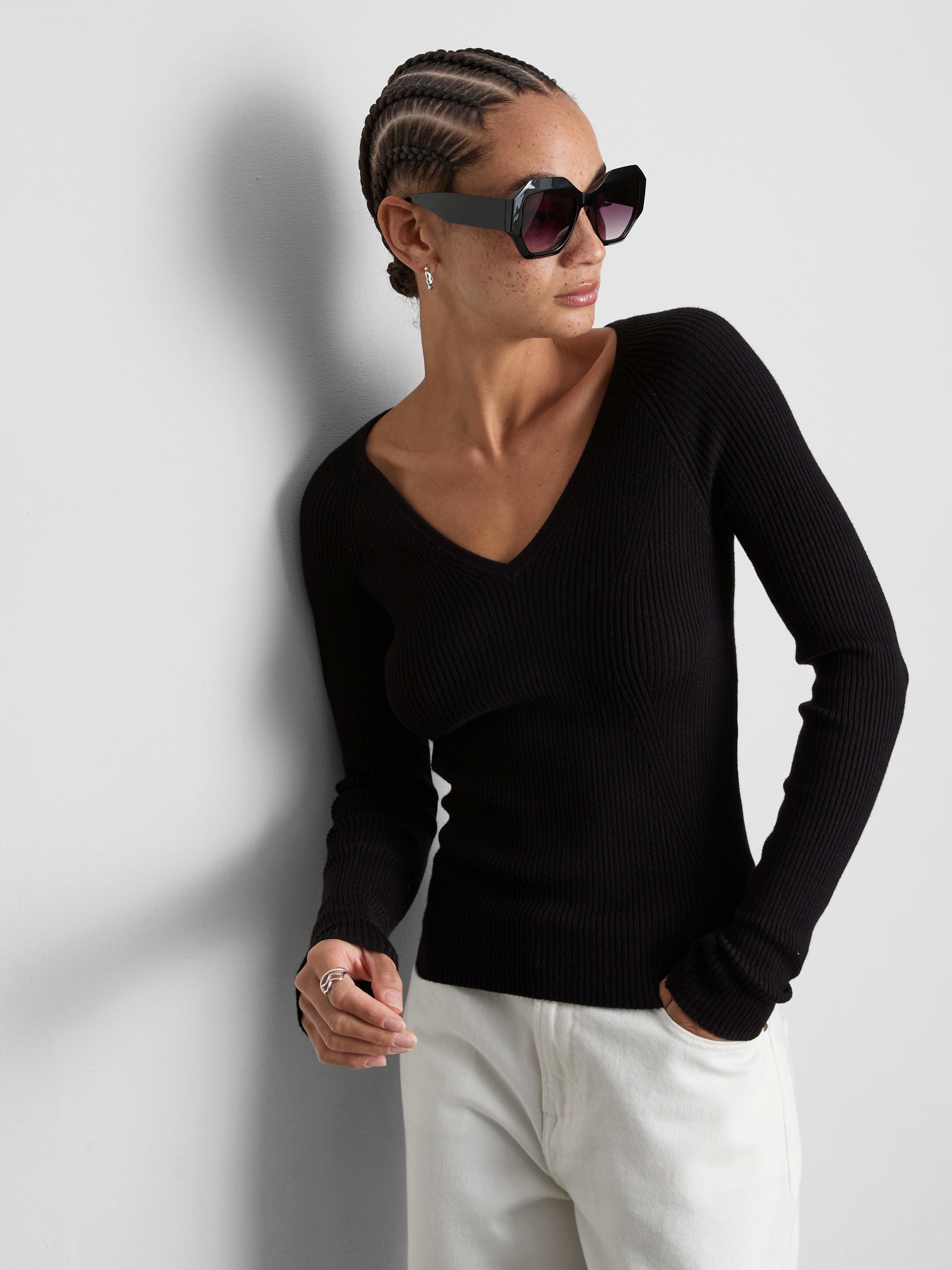 Ribbed V-Neck Sweater