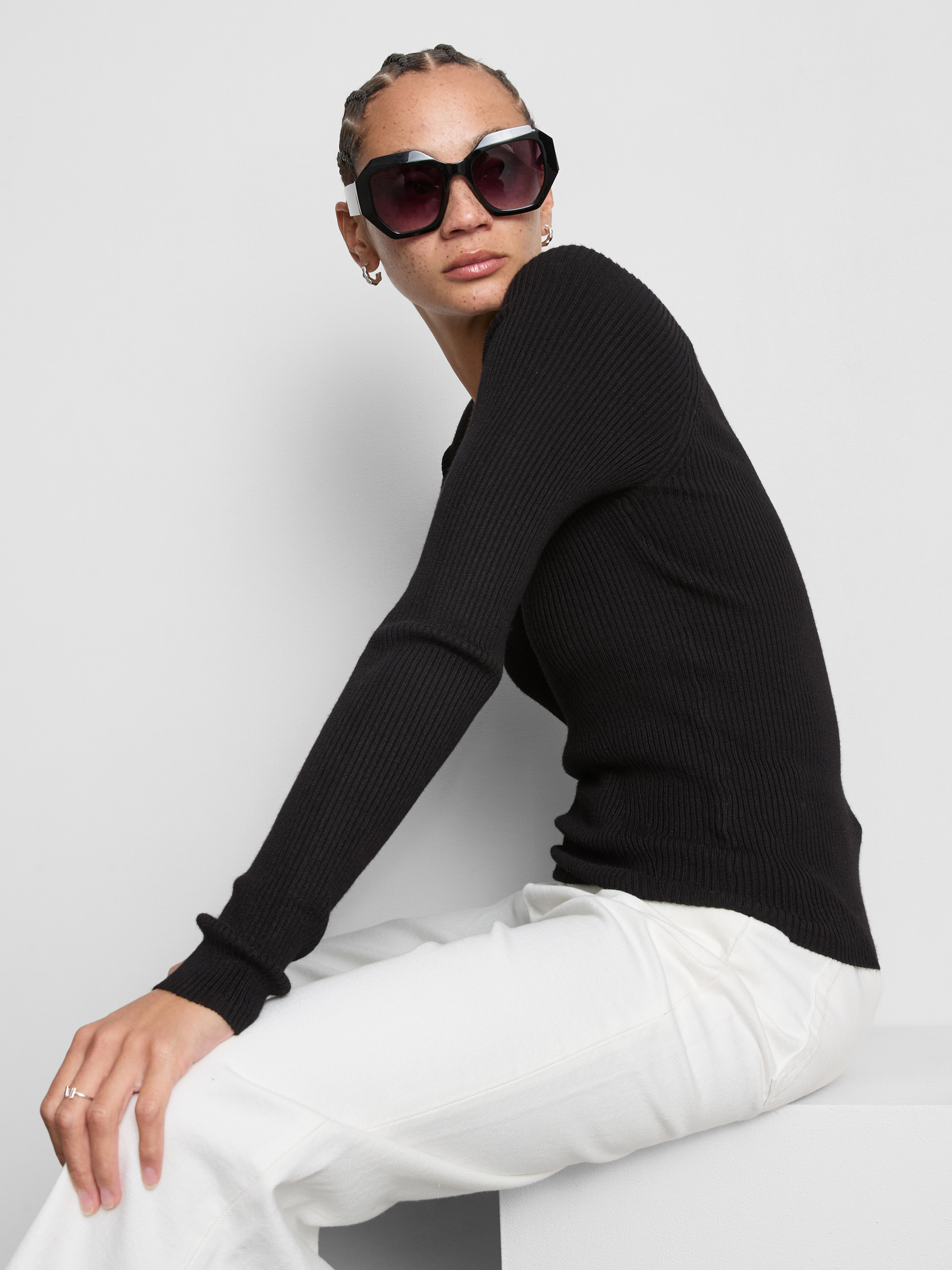 Ribbed V-Neck Sweater