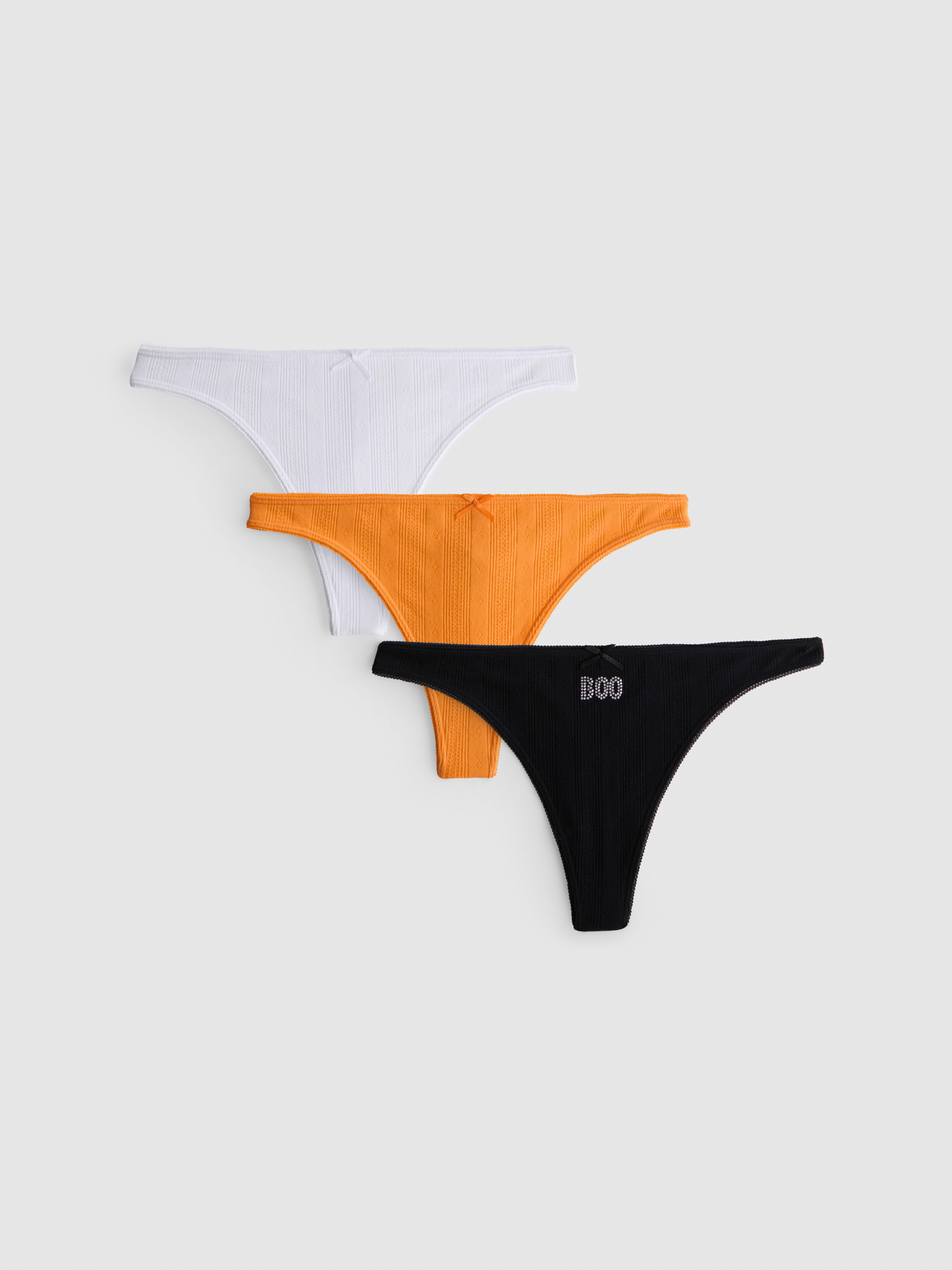 3pk Slogan Miami Thongs Black