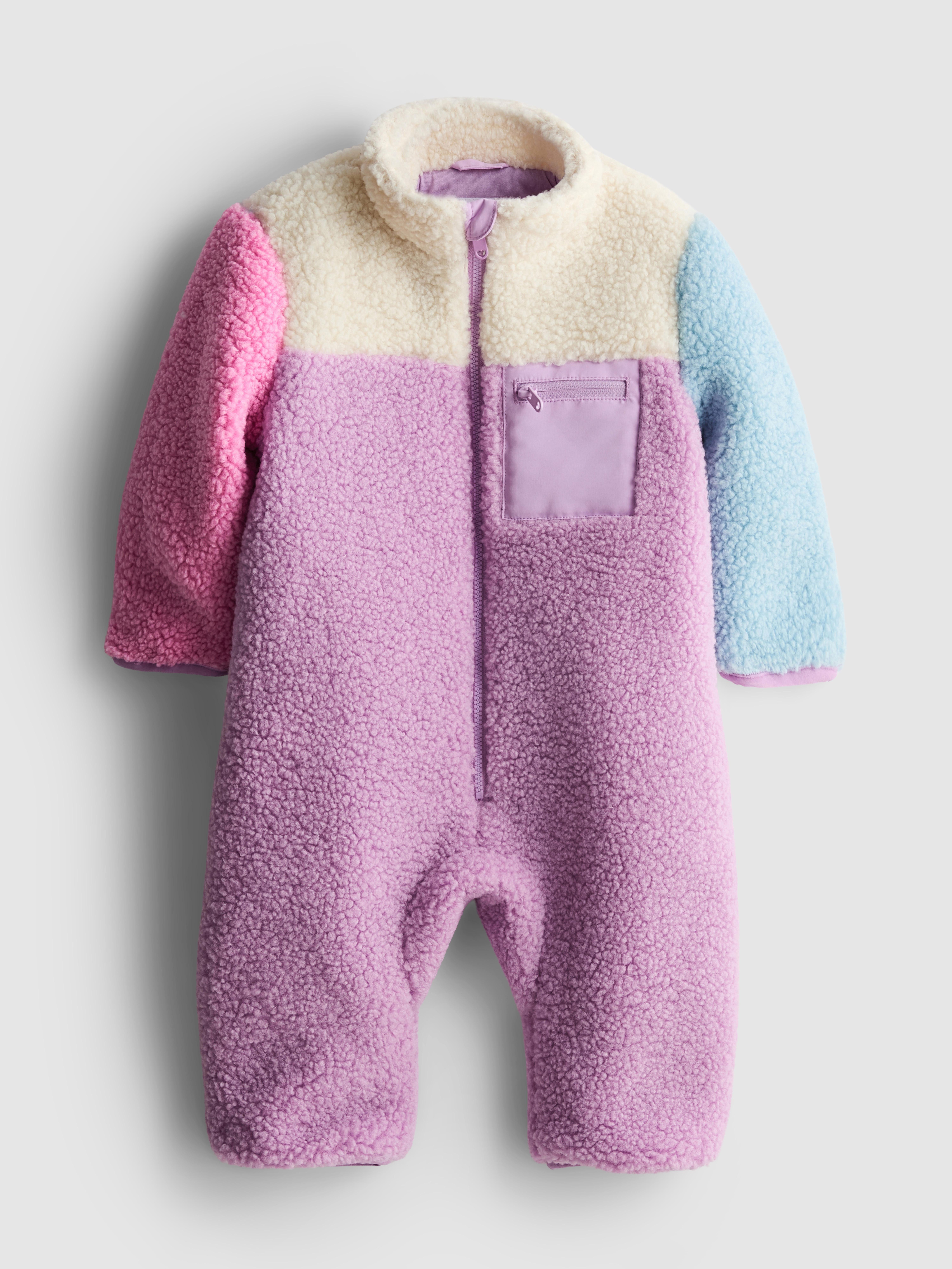 Baby Girls Multi 0-18mths | Colorblock Borg Newborn Romper | Primark