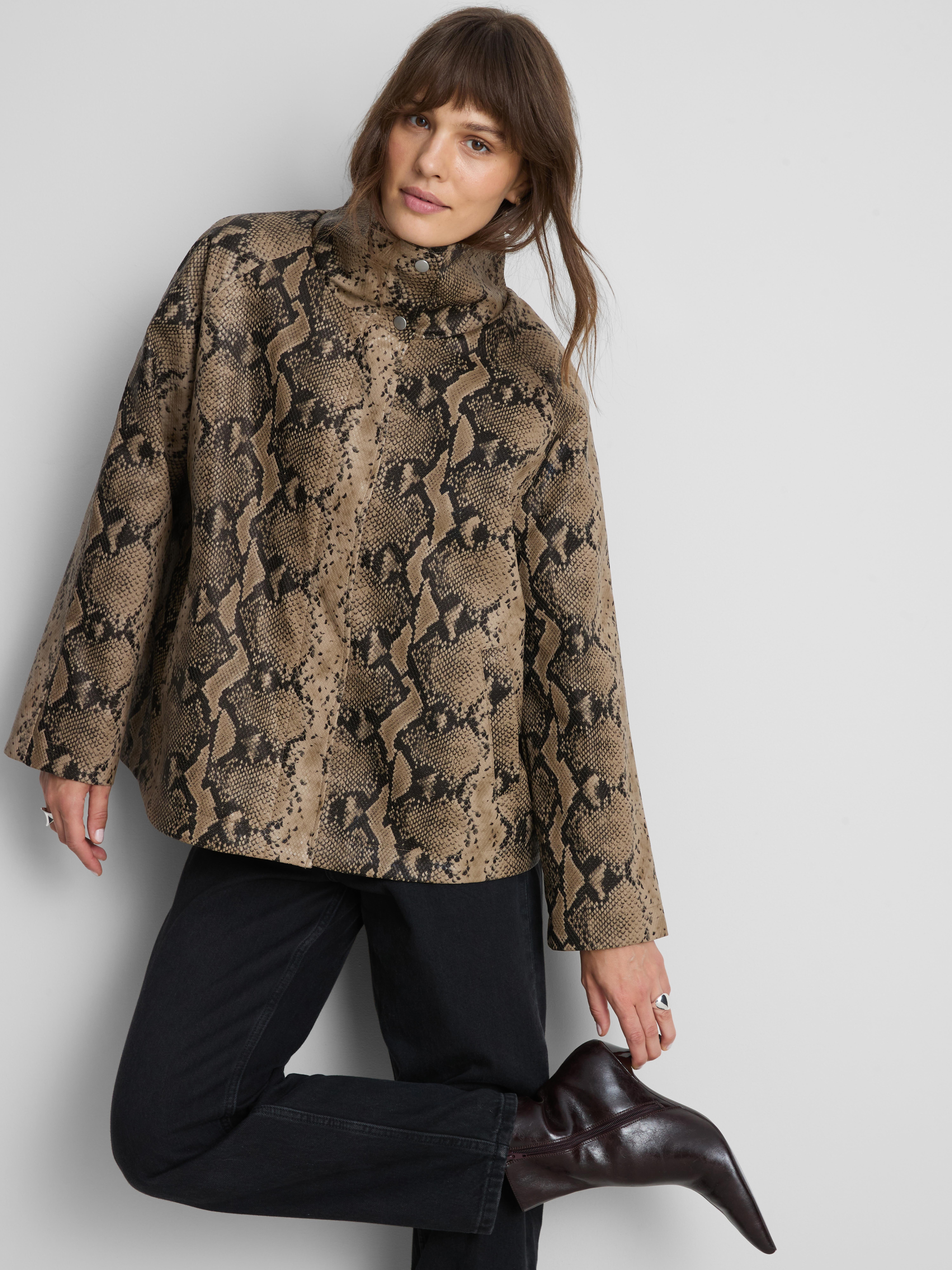 Paula Echevarría Faux Leather Funnel Neck Jacket
