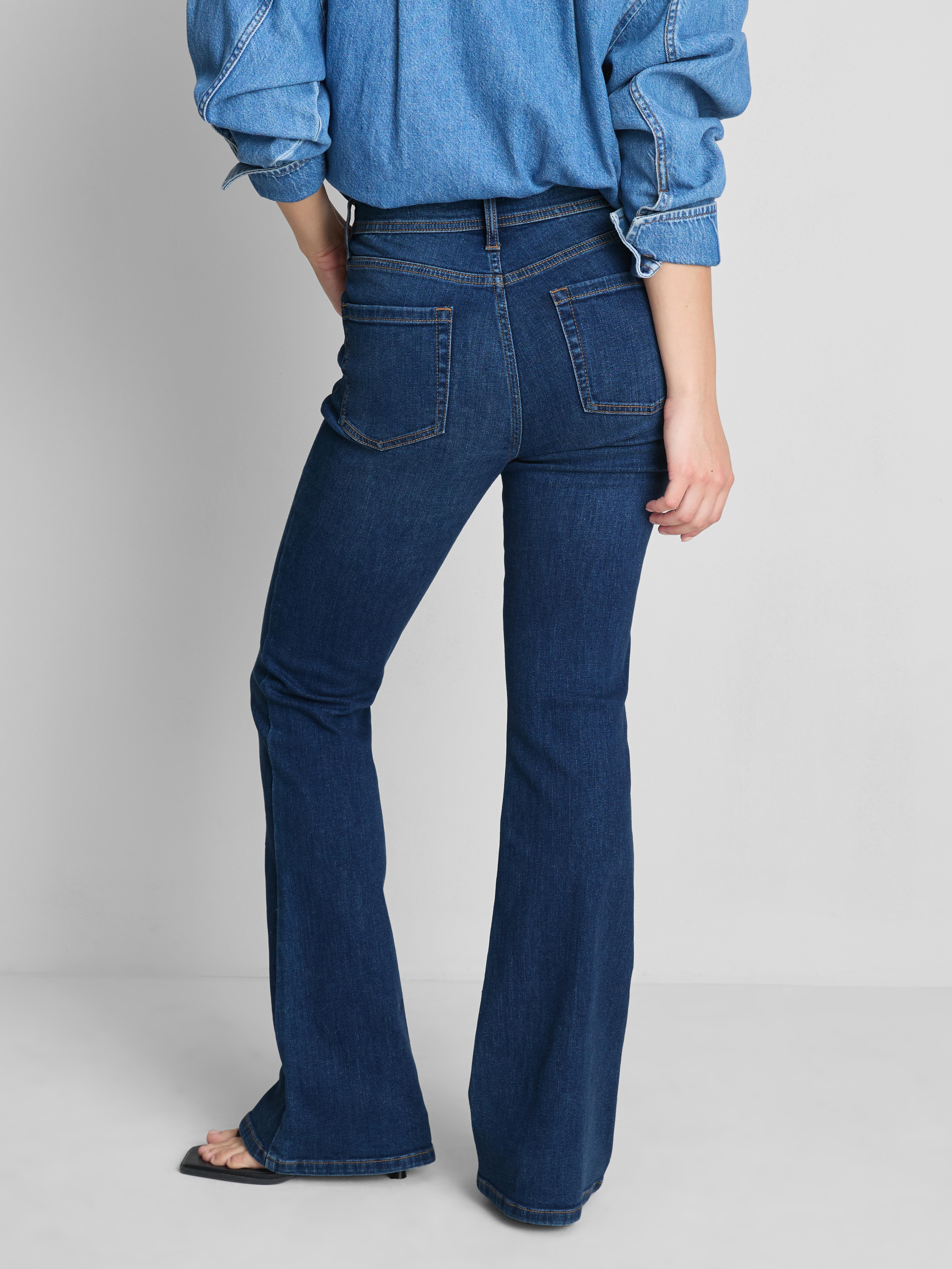 Cotton Denim Flared-Leg Jeans