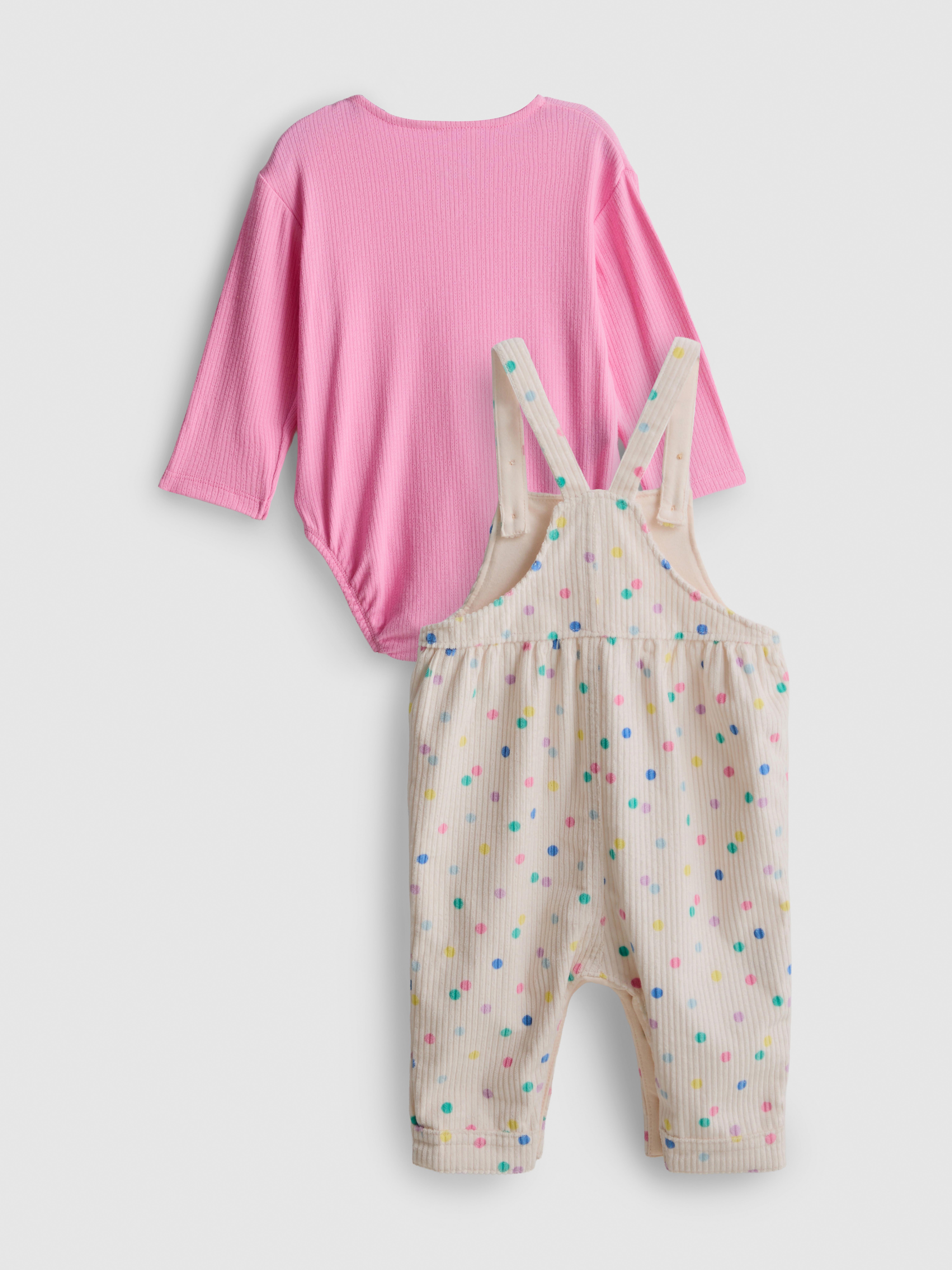 0-18mths | Cotton-Rich Onesie and Corduroy Overalls Newborn Set