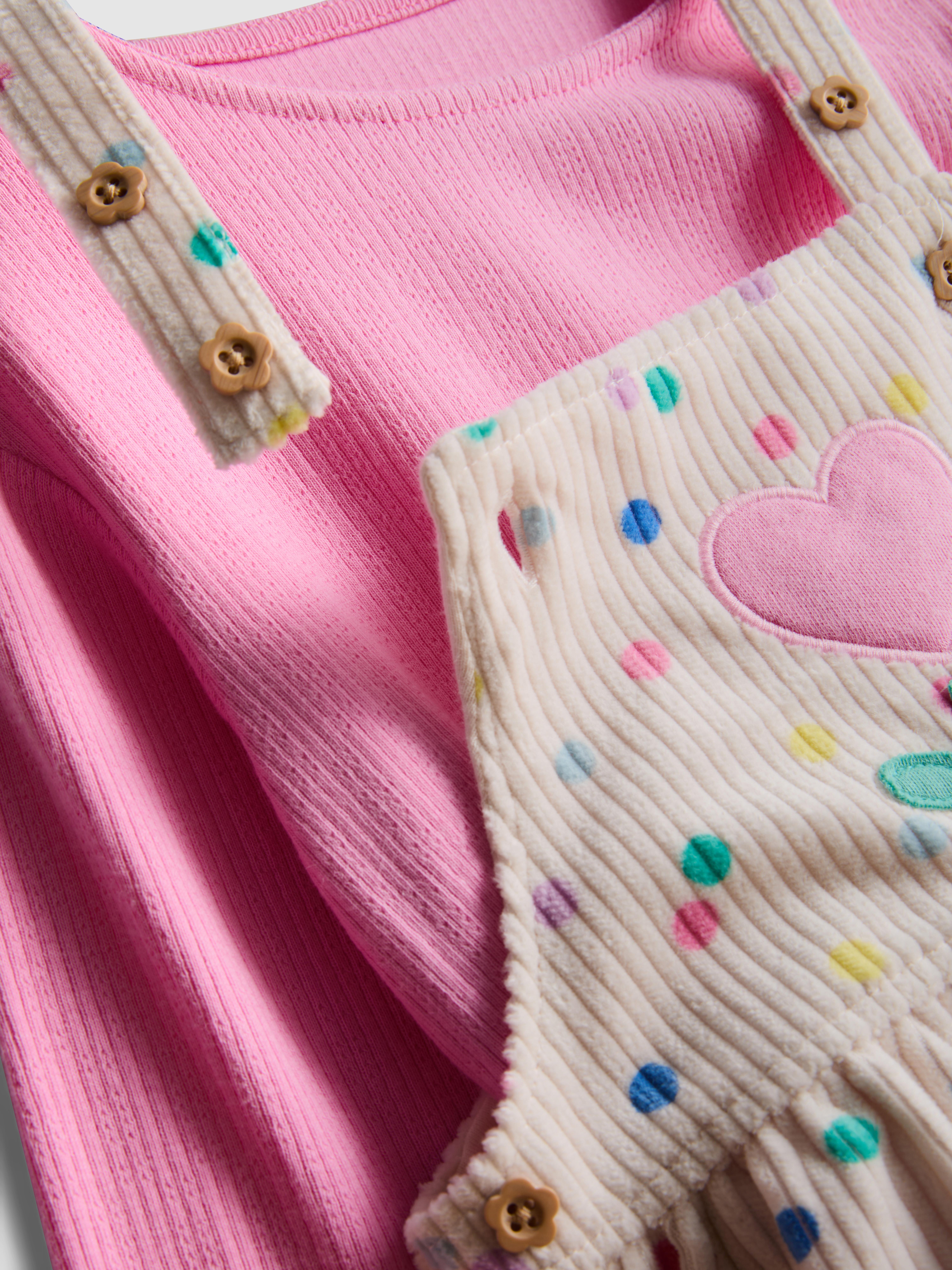0-18mths | Cotton-Rich Onesie and Corduroy Overalls Newborn Set