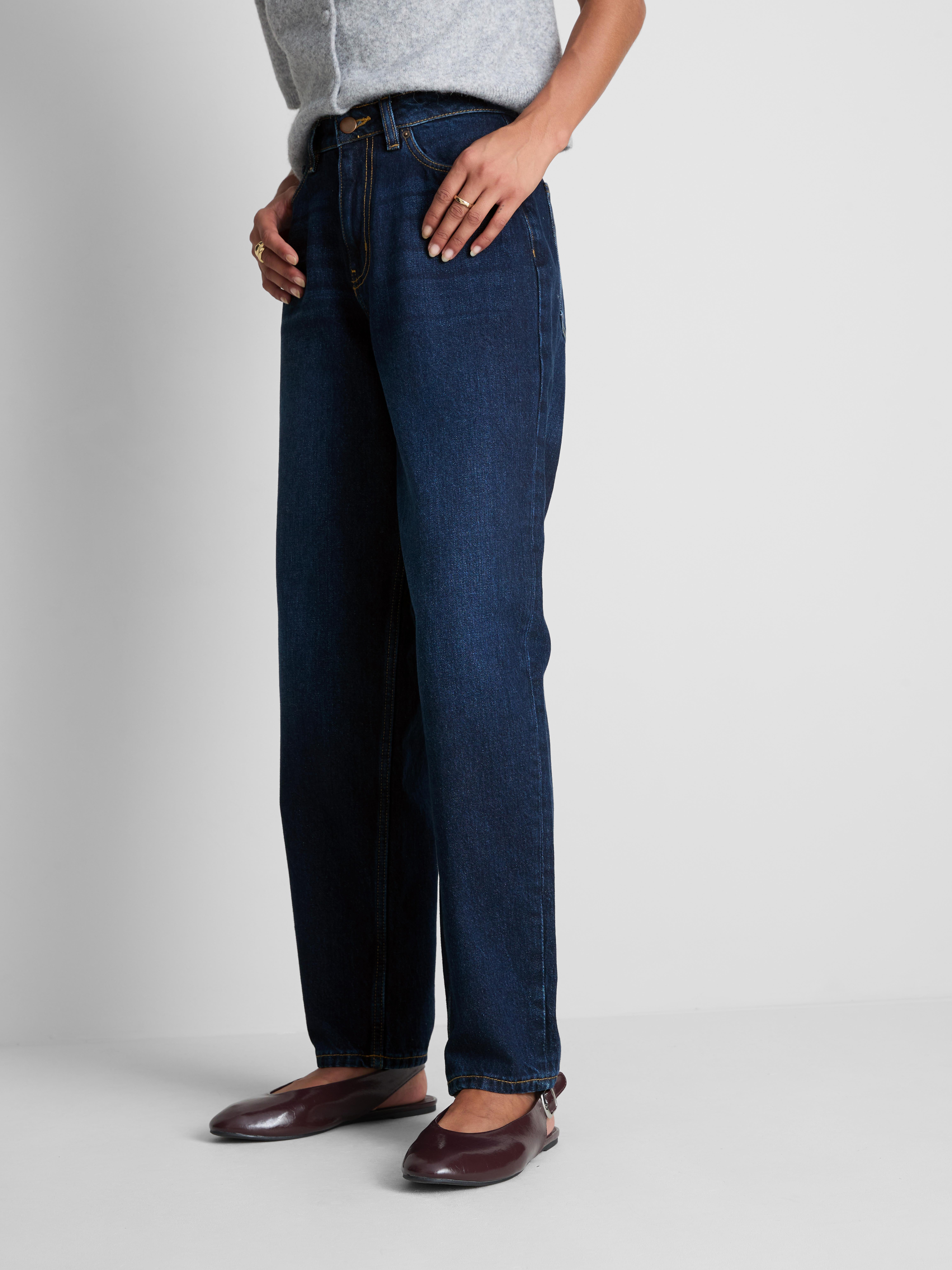 Kurze Jeans aus Baumwoll-Denim Indigoblau