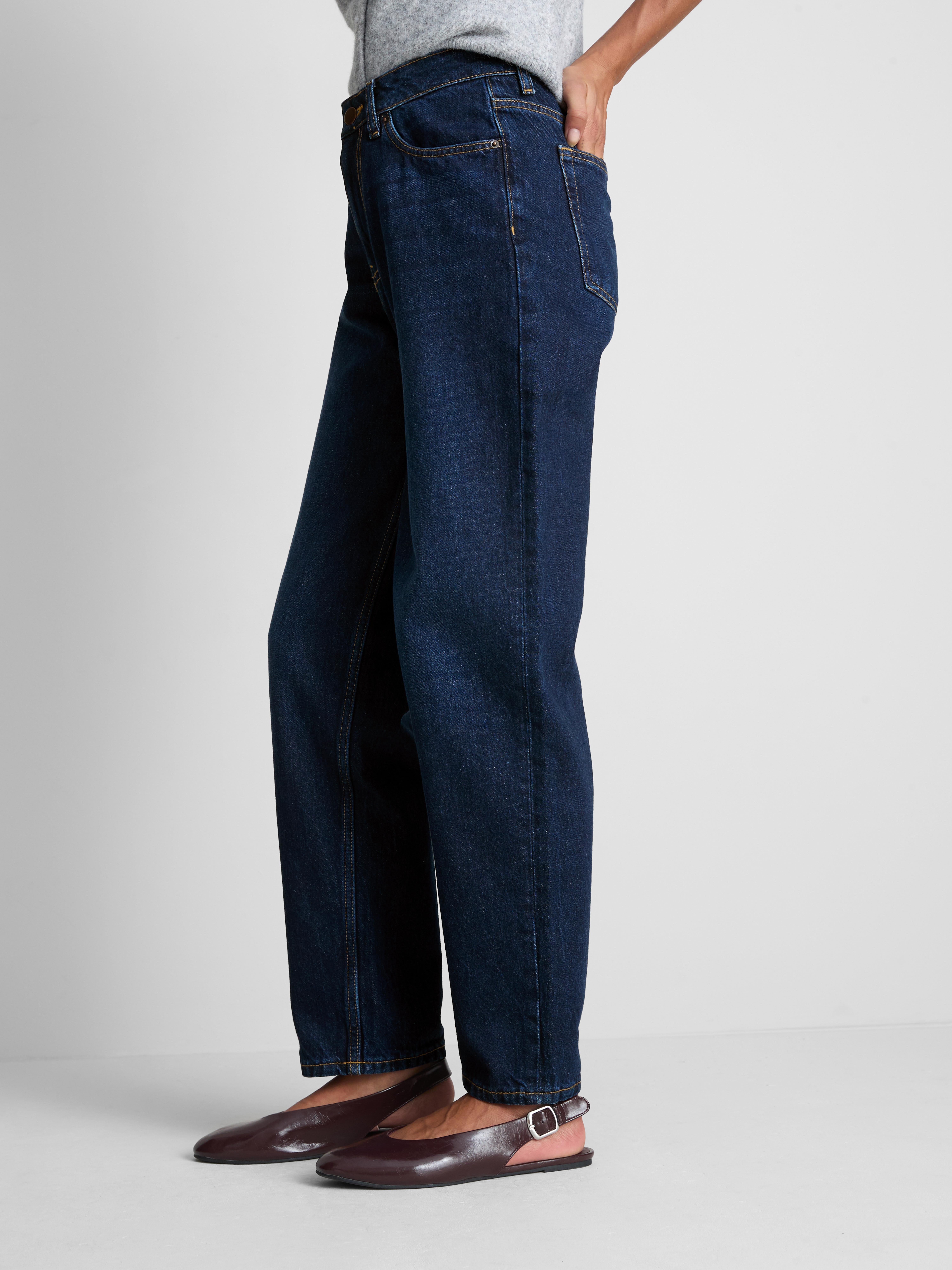 Cotton Denim Cropped Hem Jeans