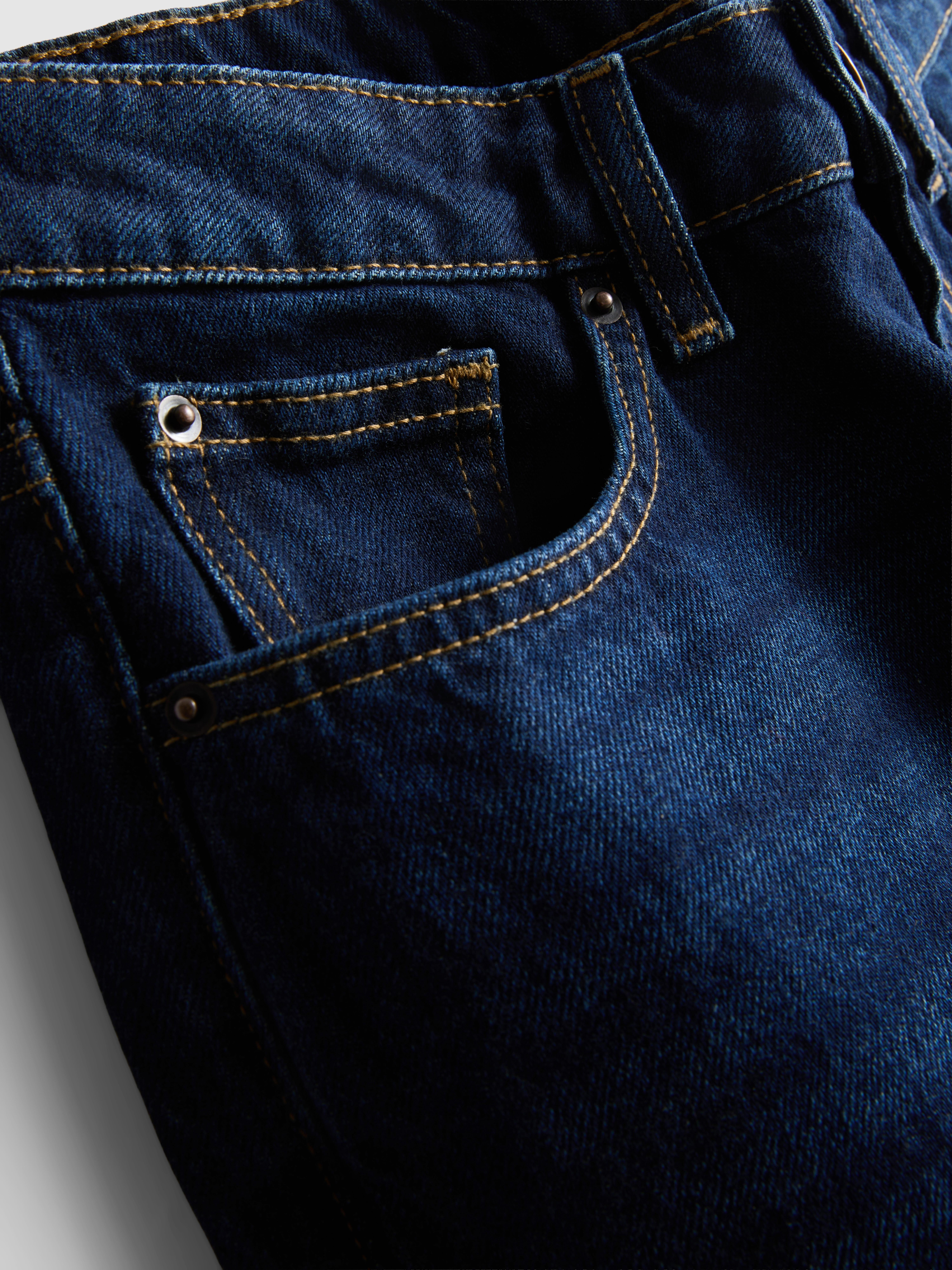 Cotton Denim Cropped Hem Jeans