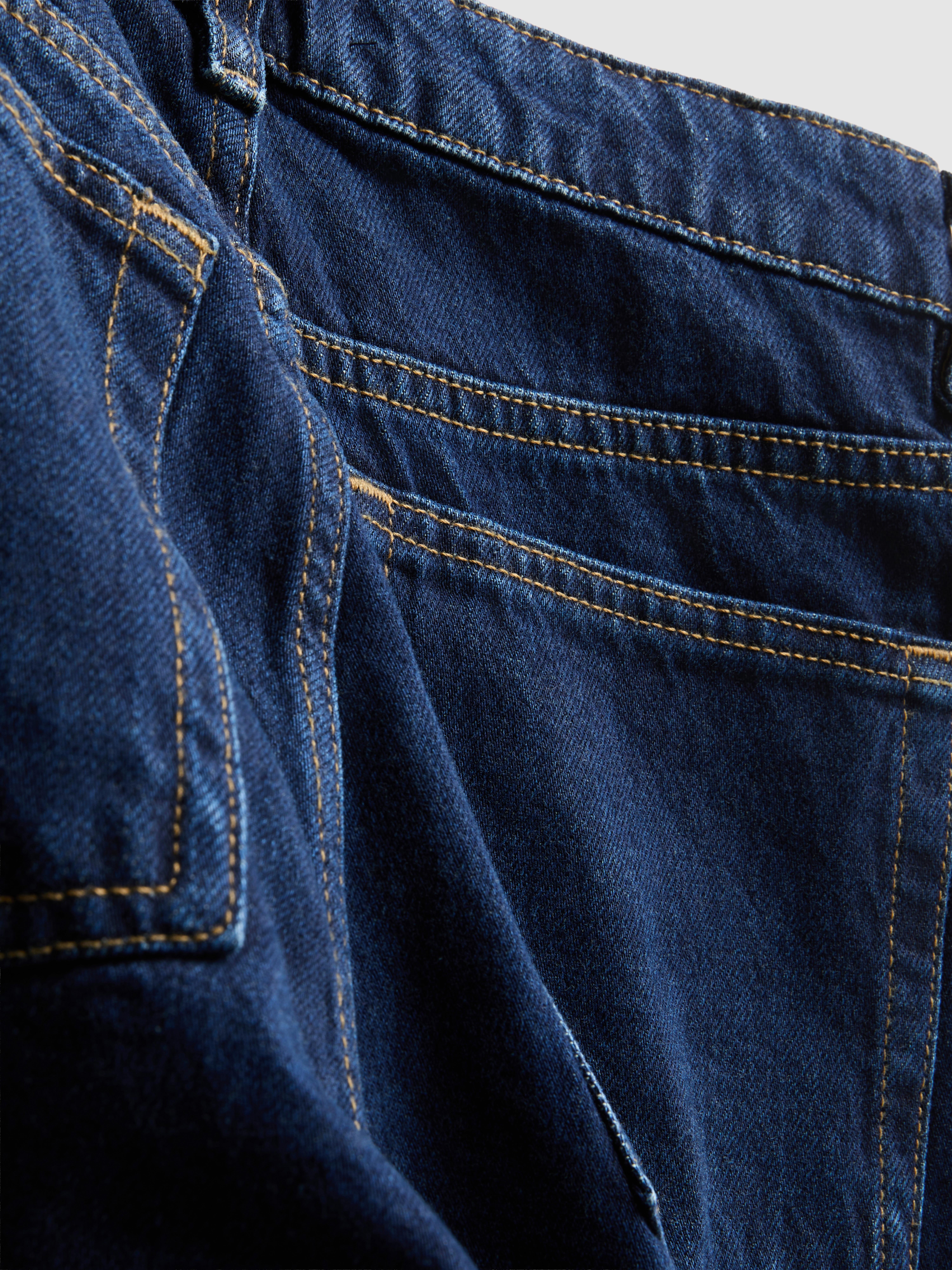 Cotton Denim Cropped Hem Jeans