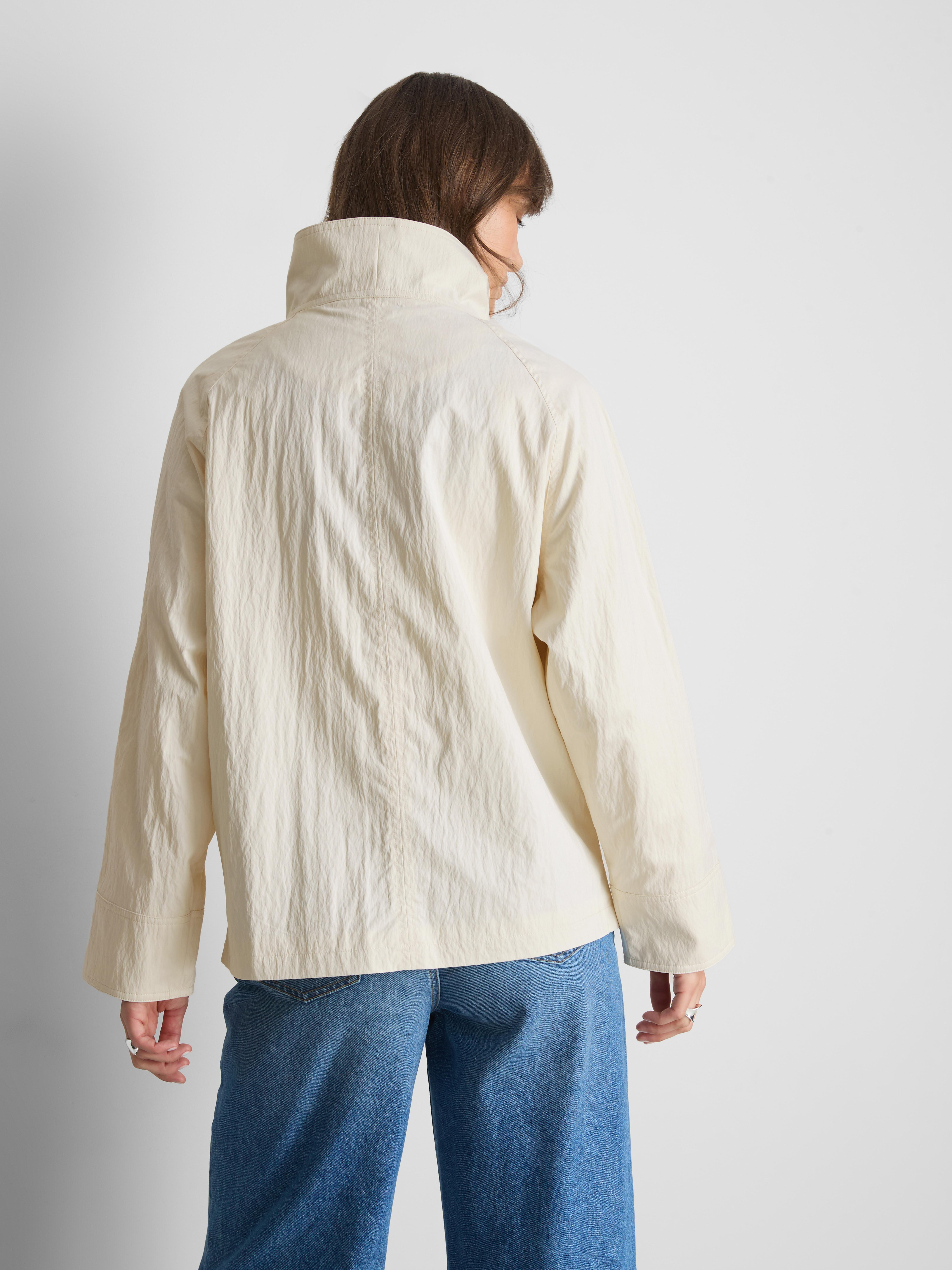 Paula Echevarría Crinkled Relaxed Funnel Neck Jacket