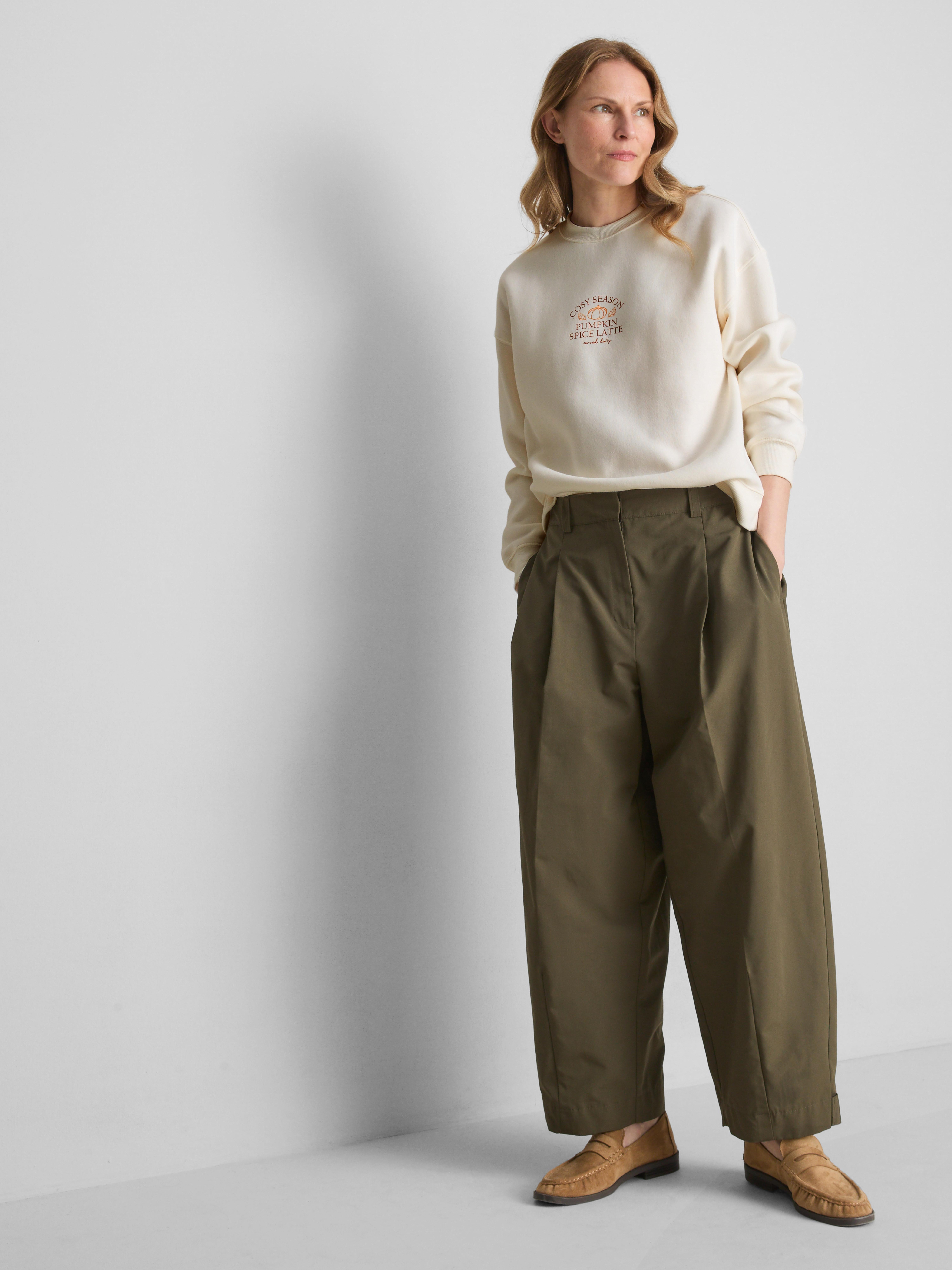 Cotton Blend Relaxed Graphic Sweatshirt