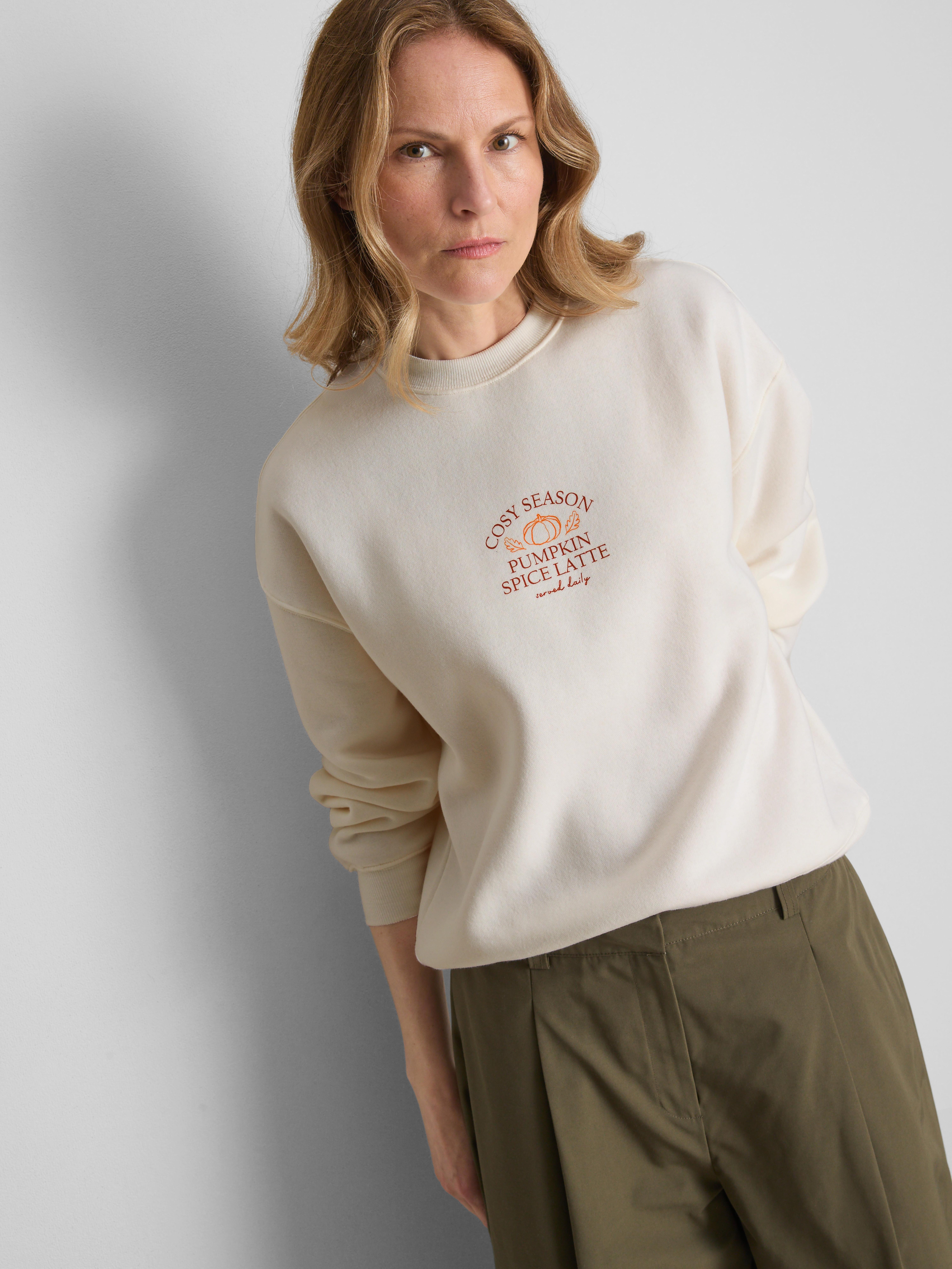 Cotton Blend Relaxed Graphic Sweatshirt