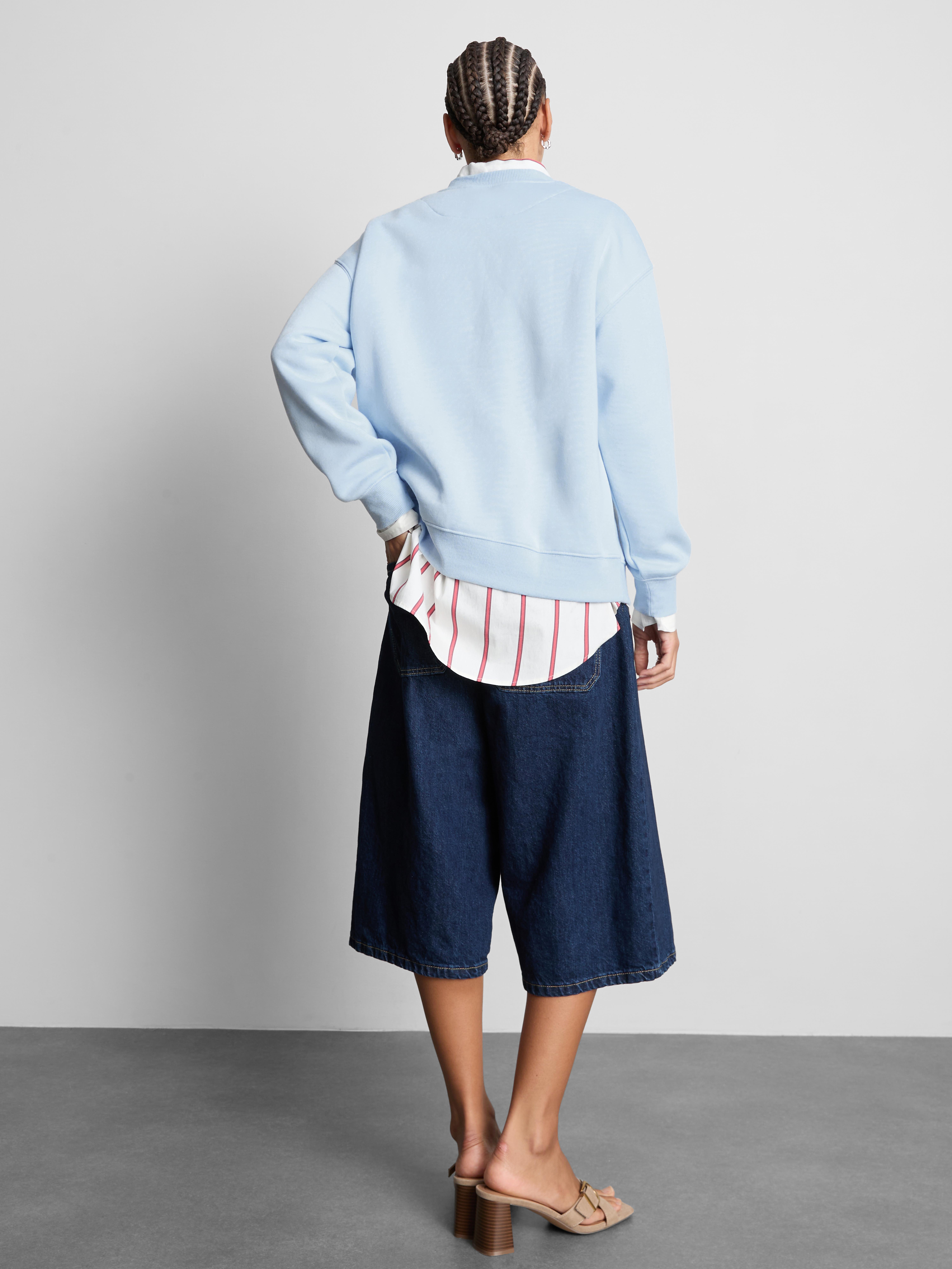 Cotton Blend Relaxed Graphic Sweatshirt