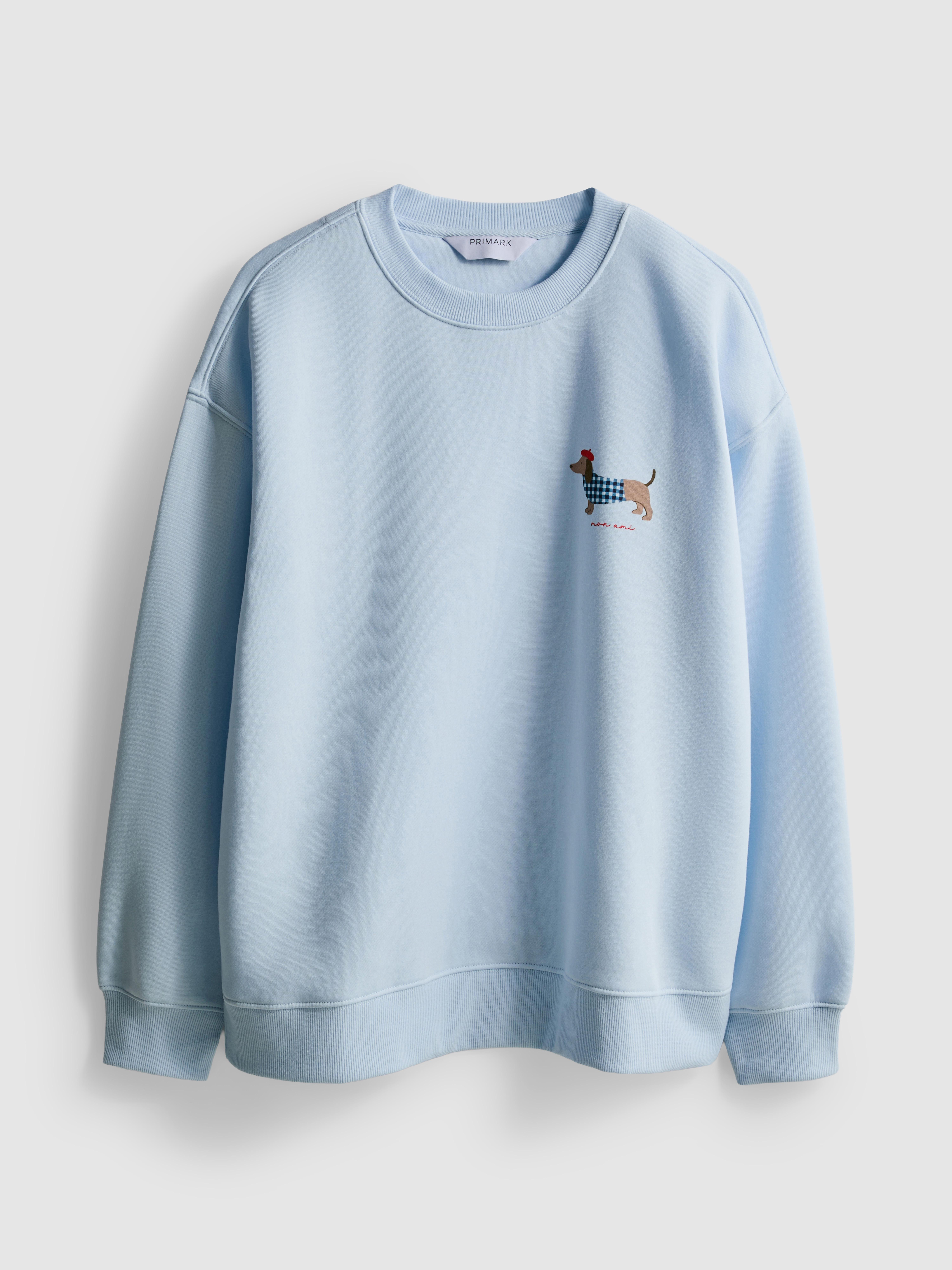 Cotton Blend Relaxed Graphic Sweatshirt