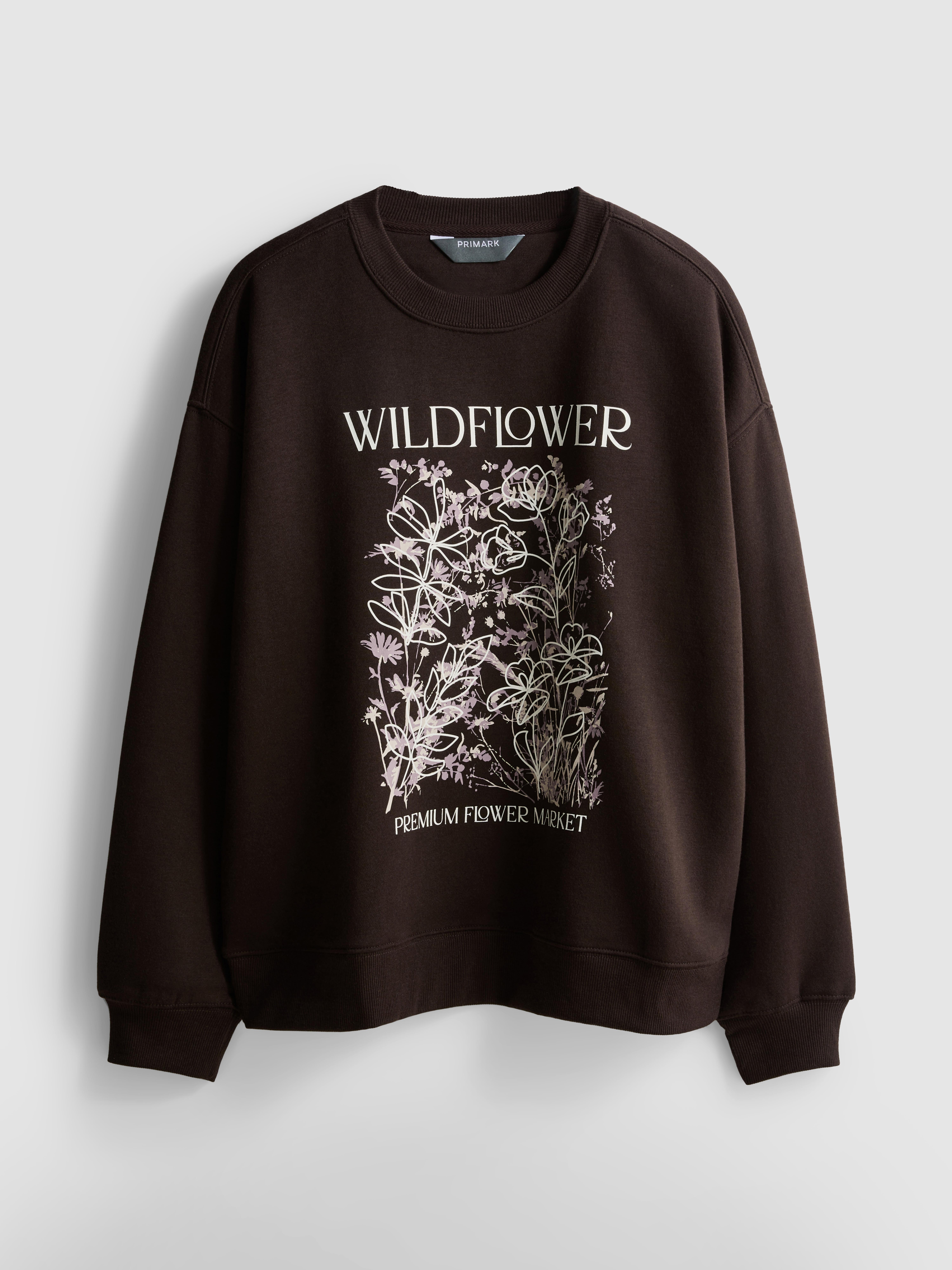 Cotton Blend Relaxed Graphic Sweatshirt