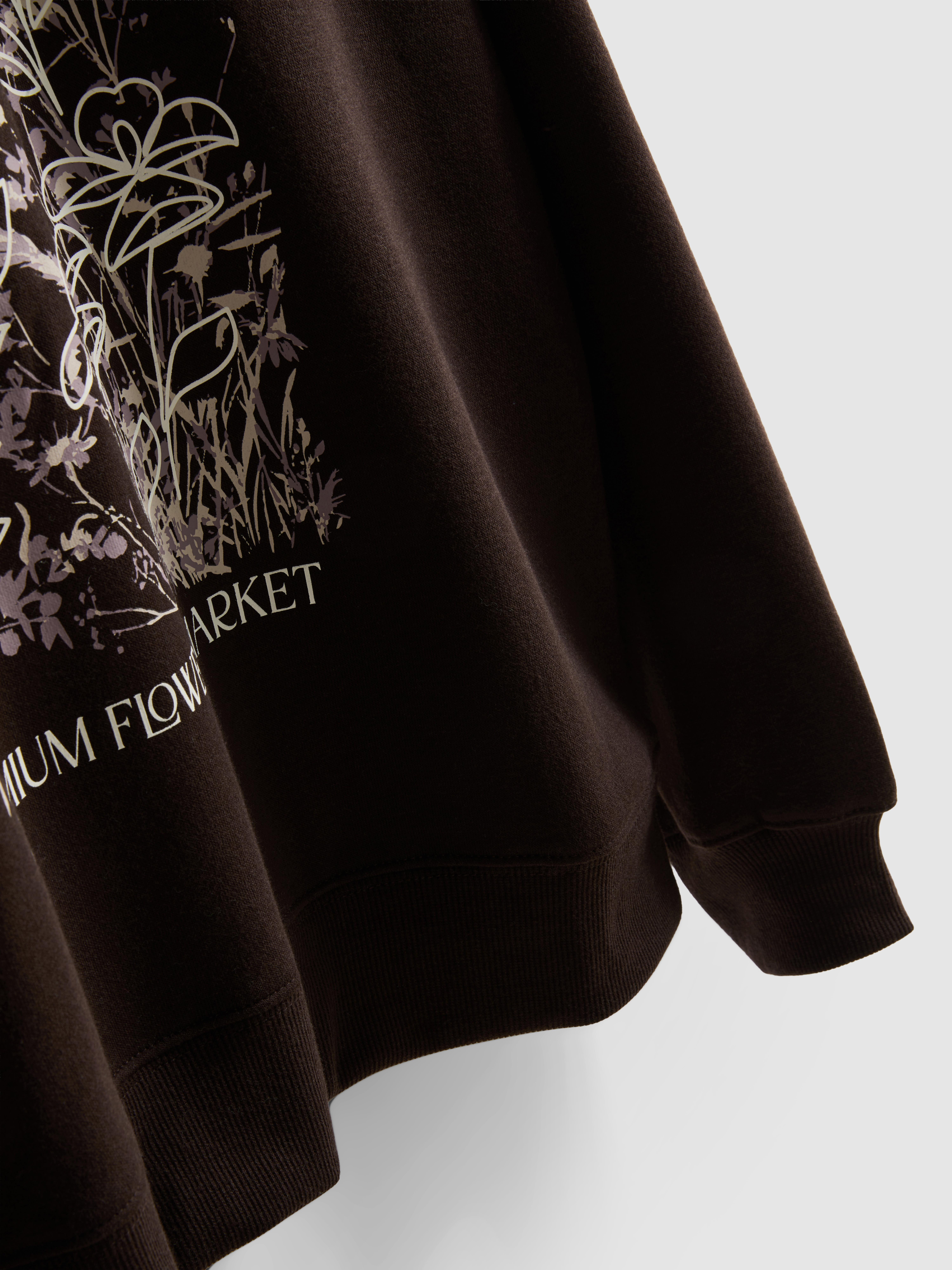 Cotton Blend Relaxed Graphic Sweatshirt