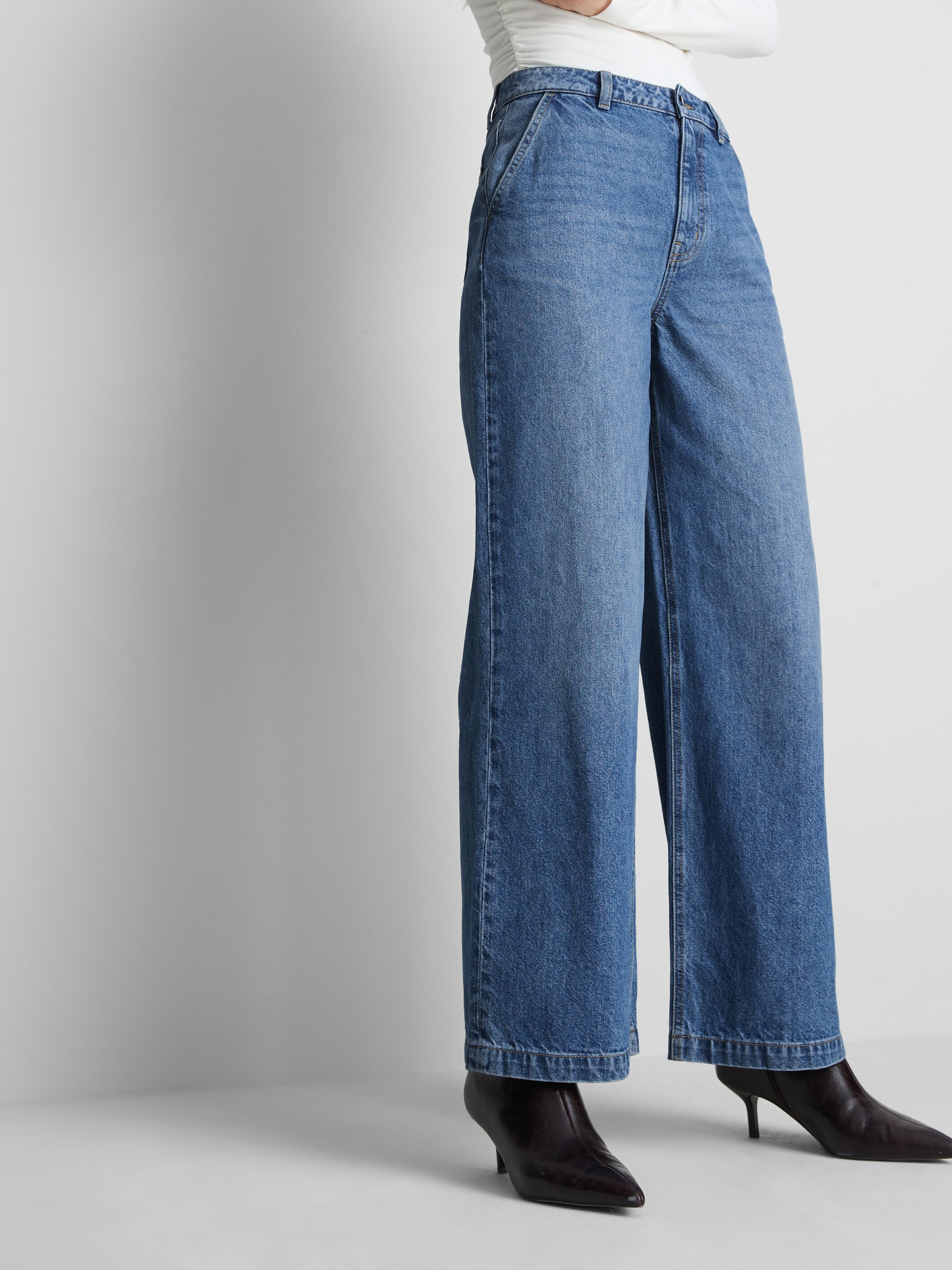 Paula Echevarría Cotton Denim Wide Leg Jeans