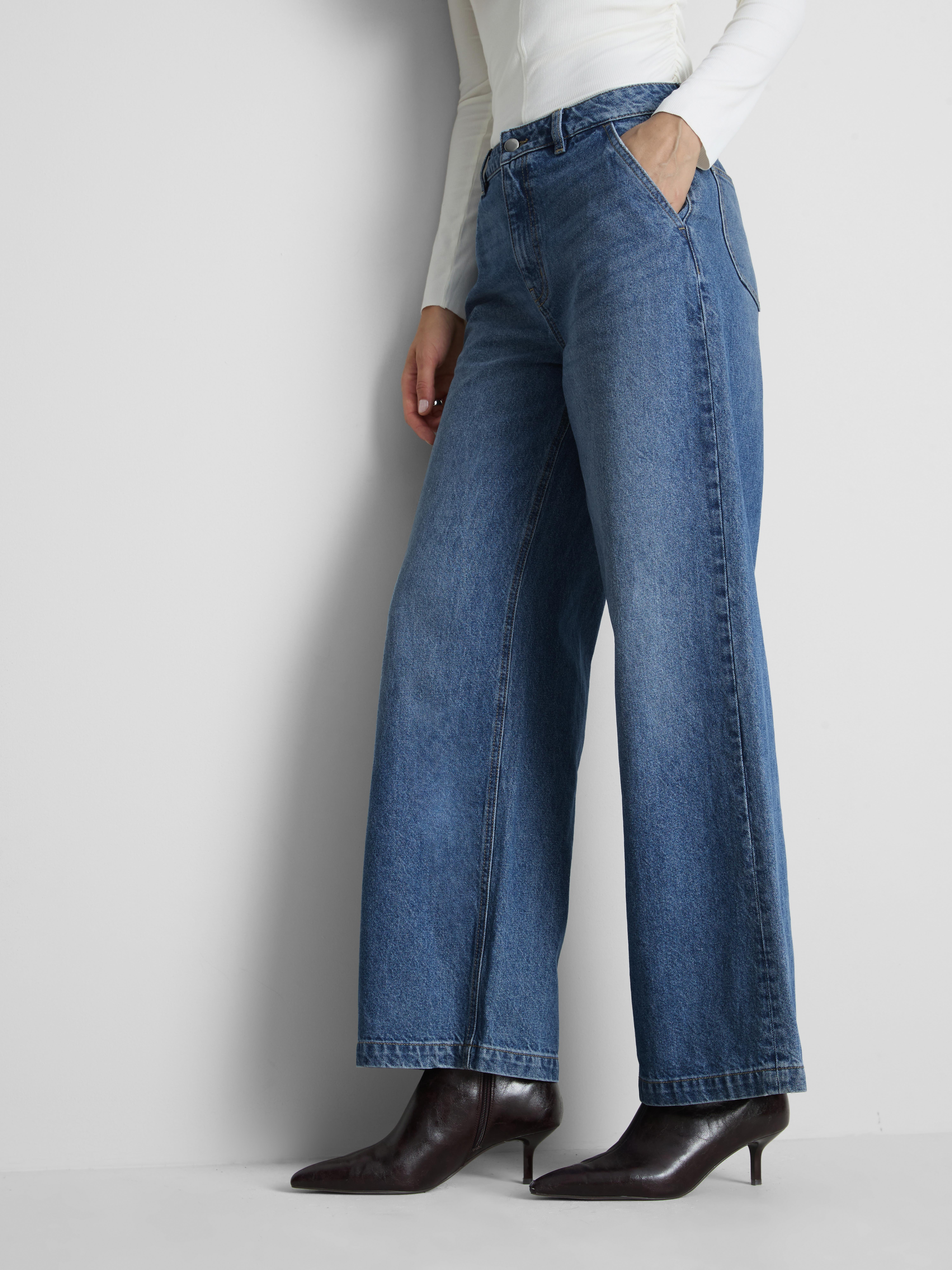 Paula Echevarría Cotton Denim Wide Leg Jeans