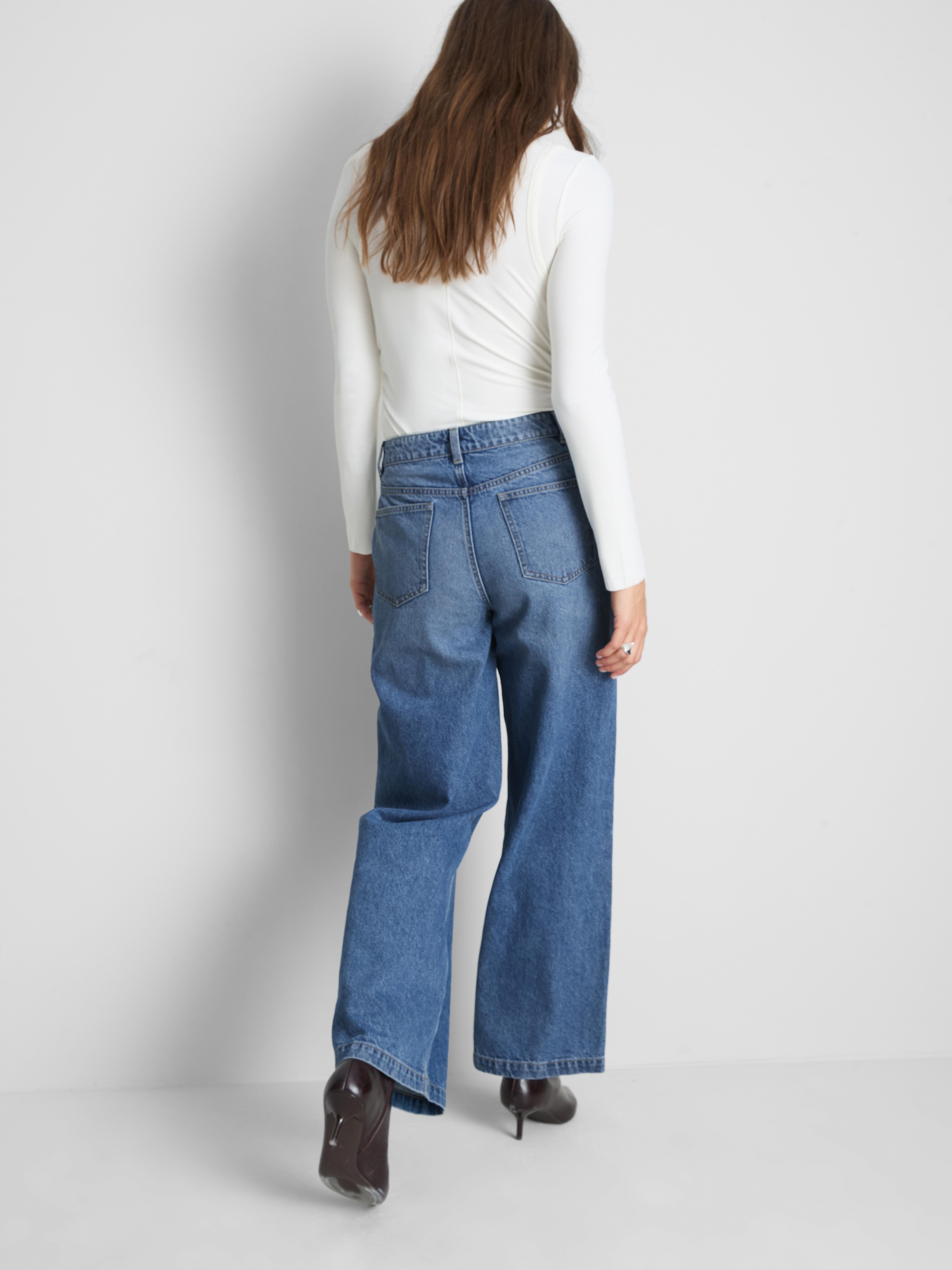 Paula Echevarría Cotton Denim Wide Leg Jeans