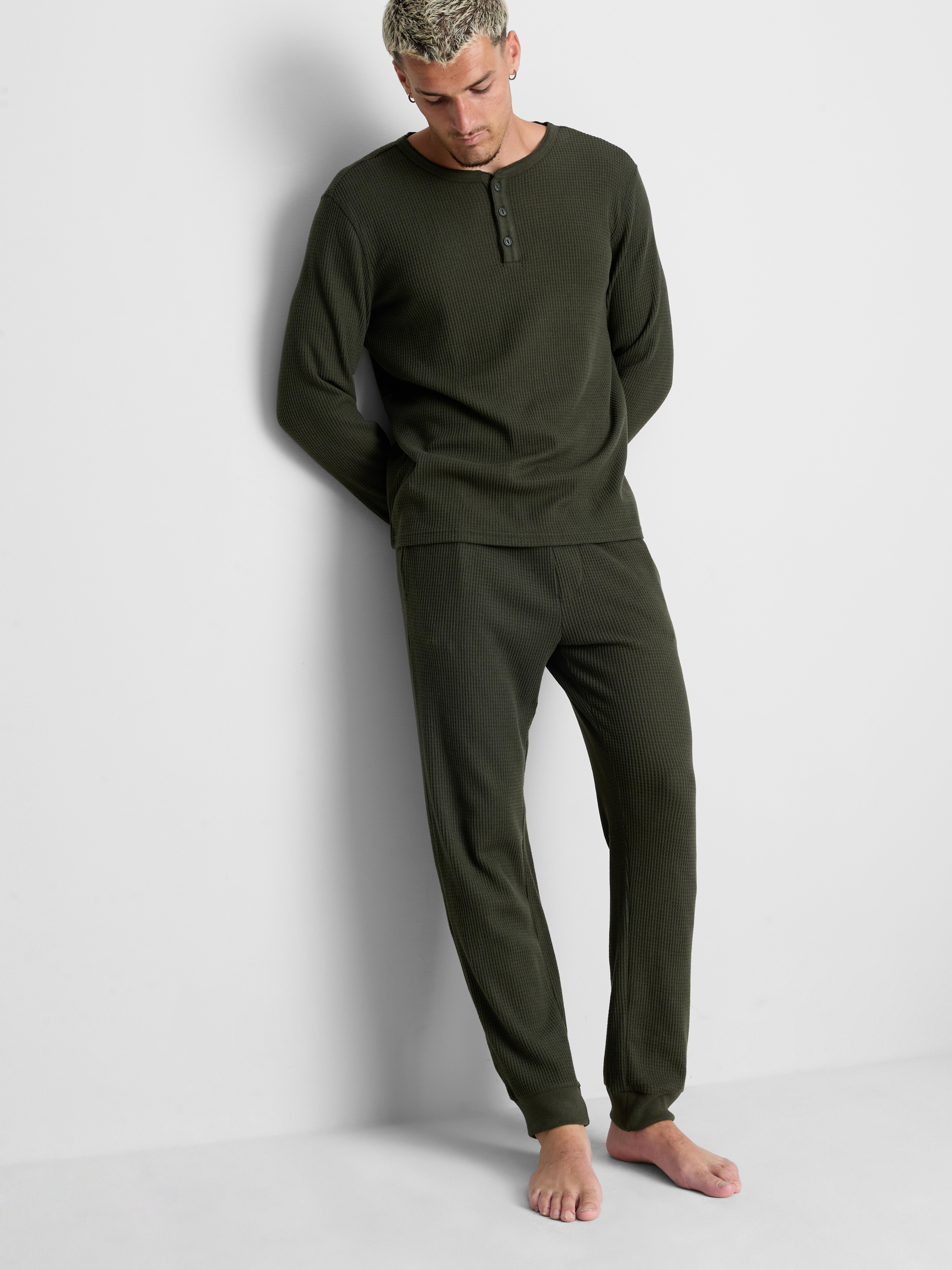 Waffle Henley Pajama Set