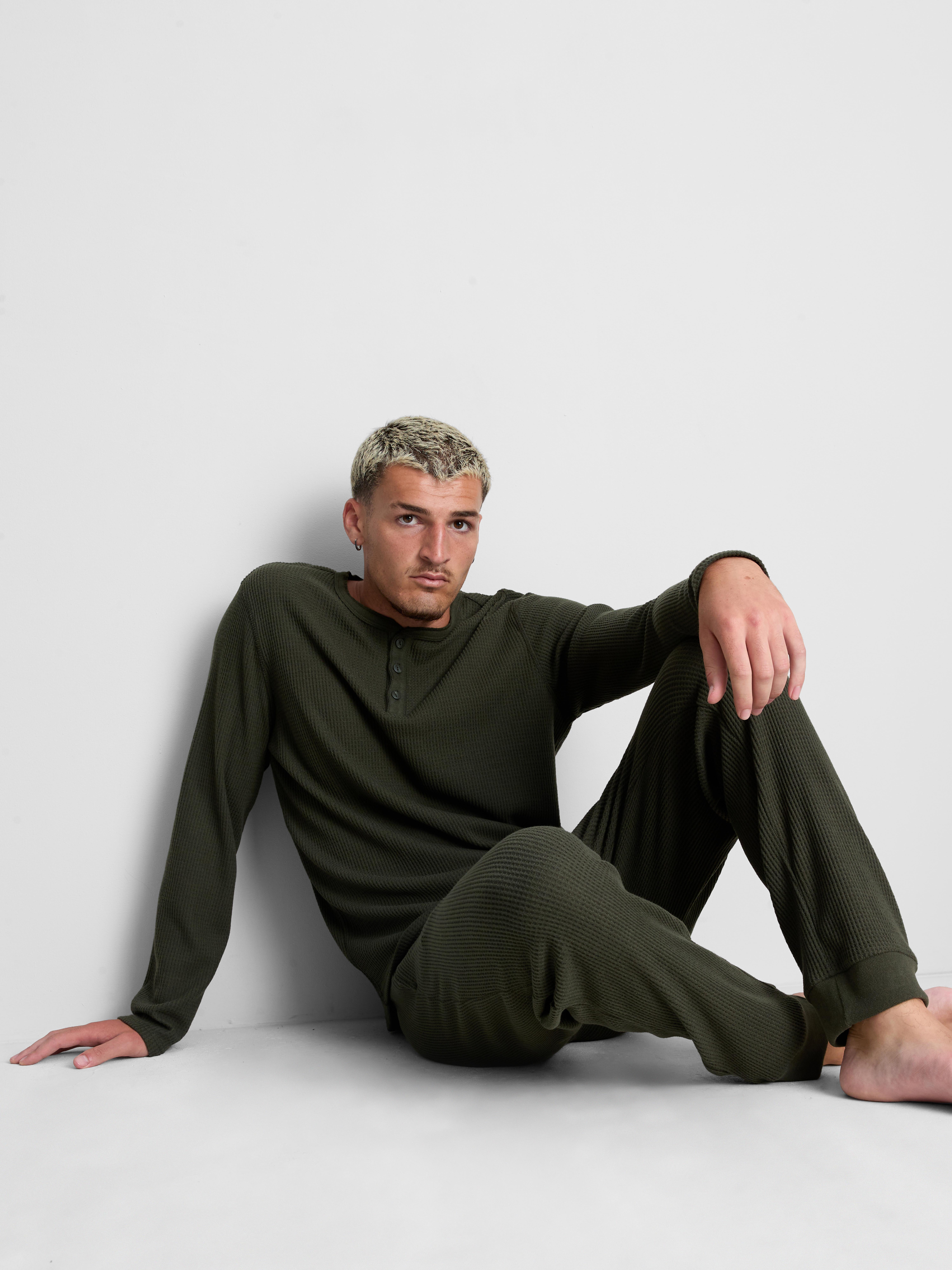 Waffle Henley Pajama Set