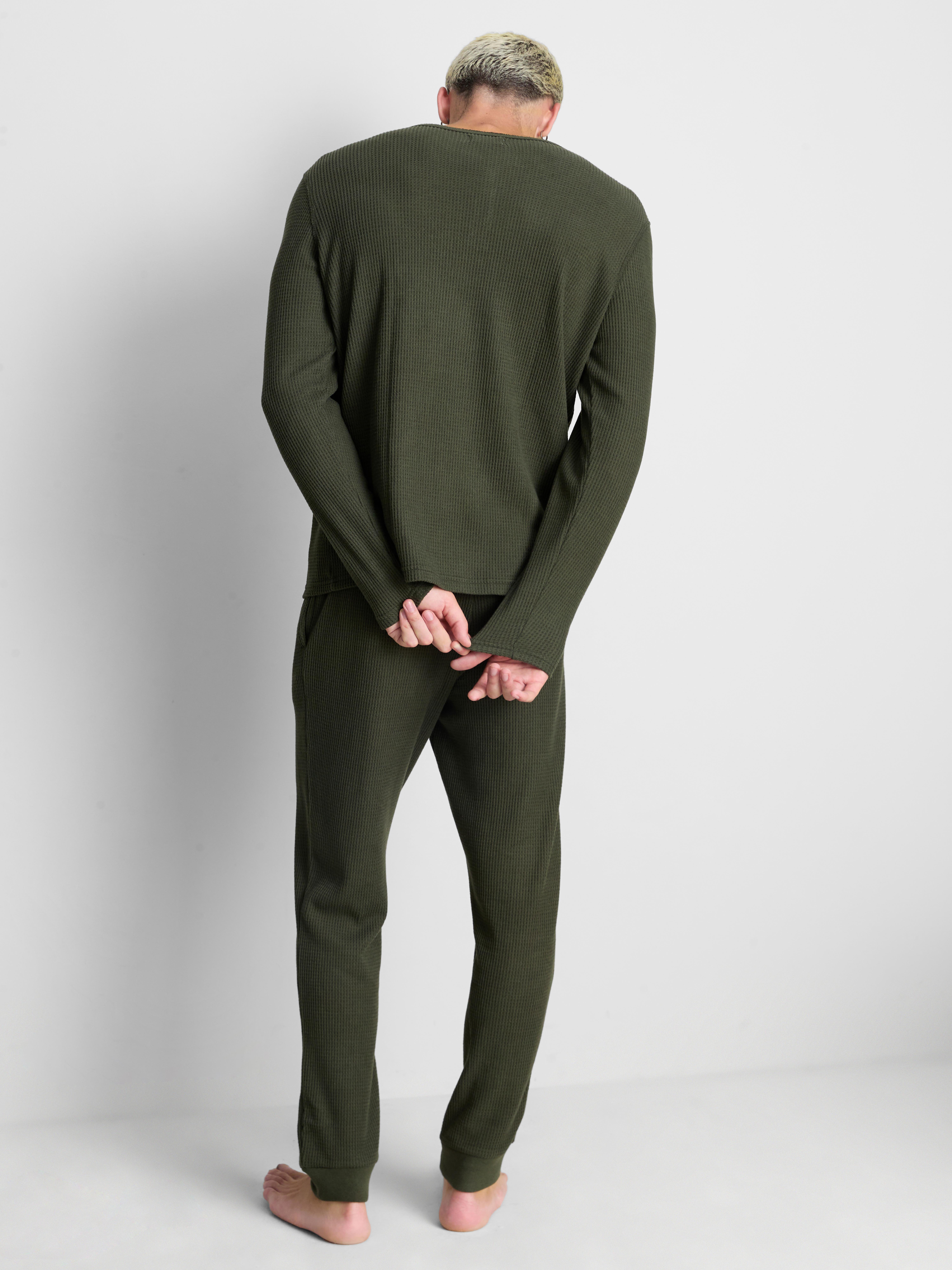 Waffle Henley Pajama Set