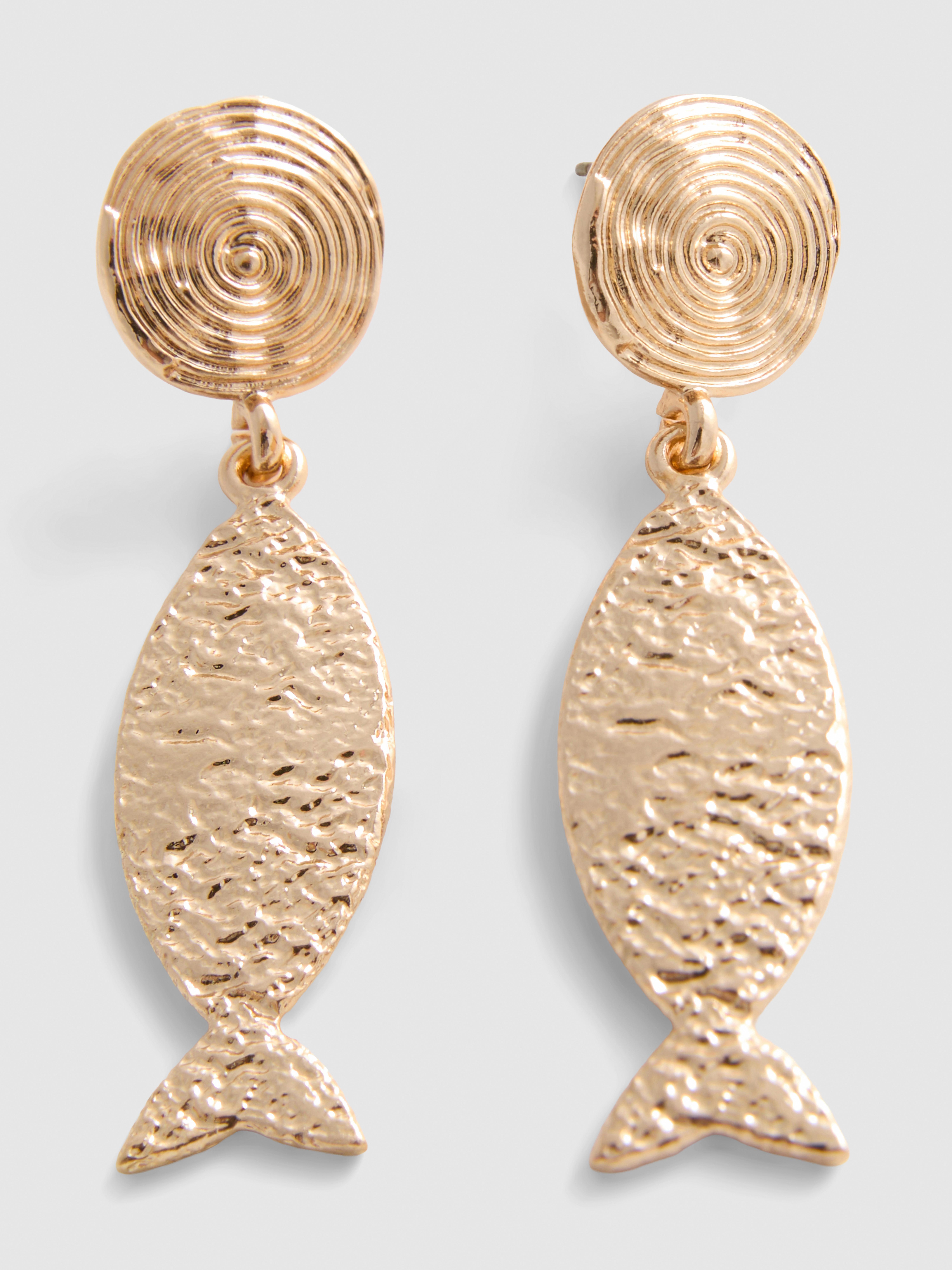 Textured Fish Drop Earrings
