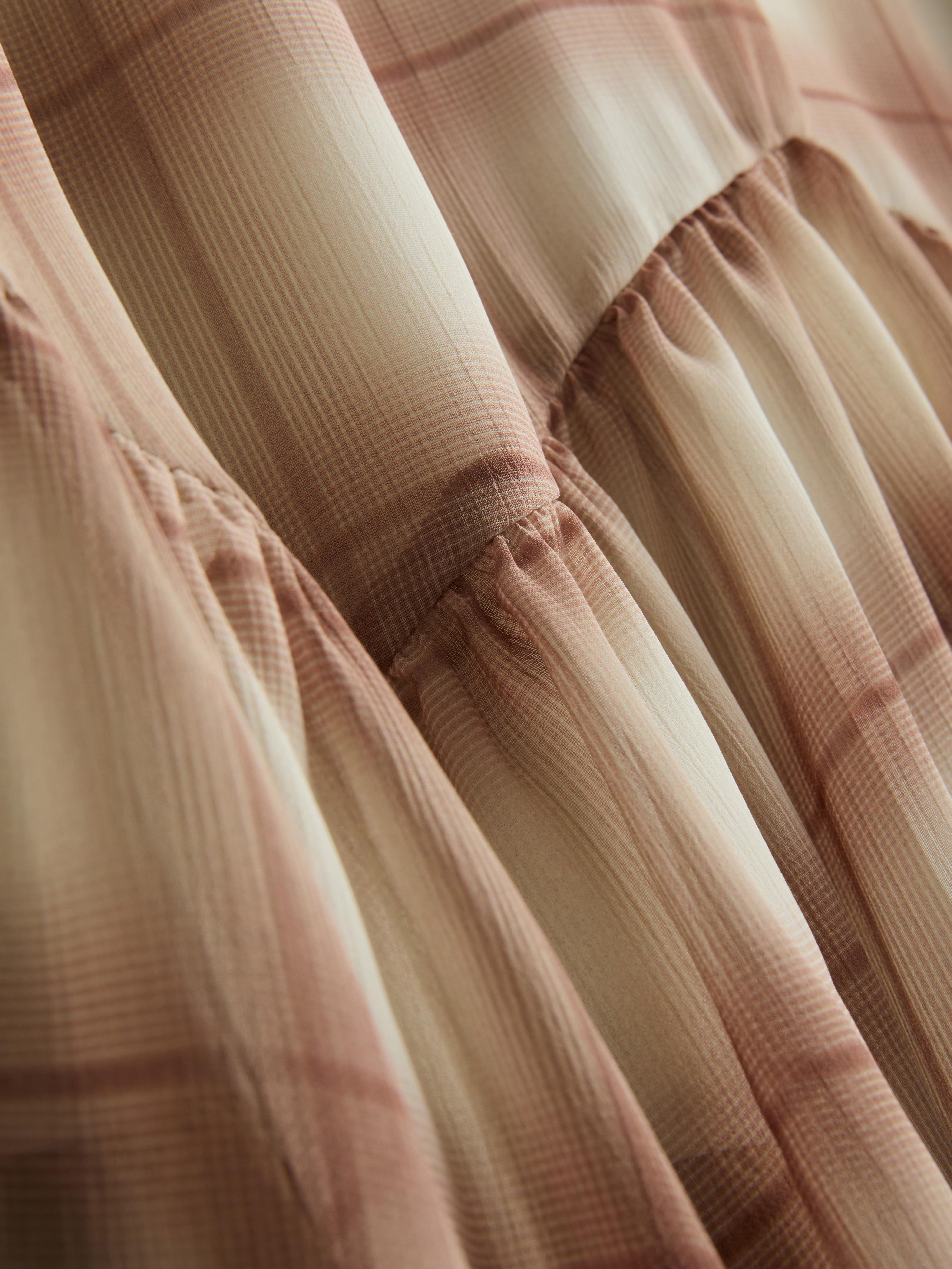 Ruffle Chiffon Printed Maxi Skirt