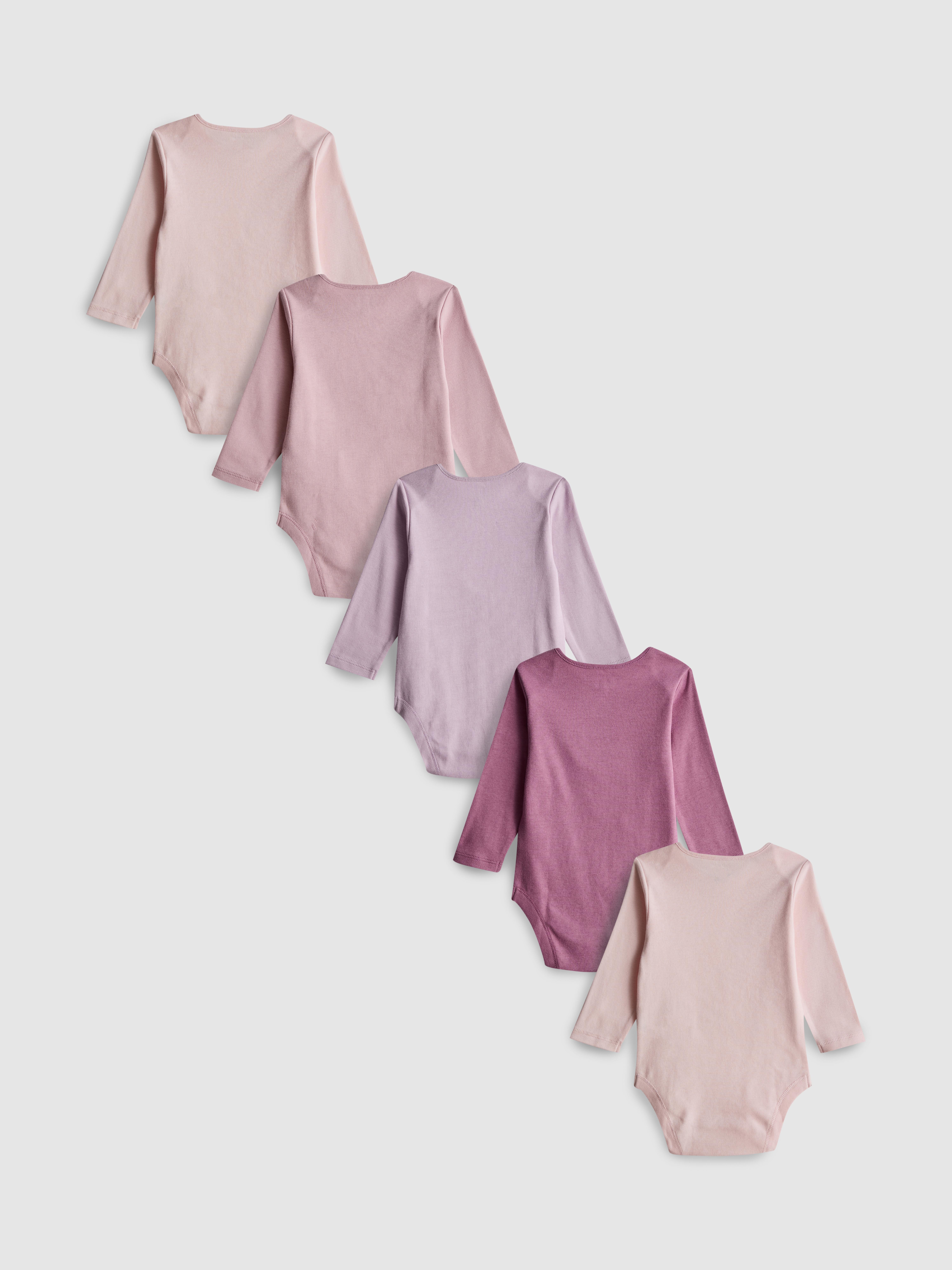 0-36mths | 5pk Pure Cotton Long-Sleeve Onesies