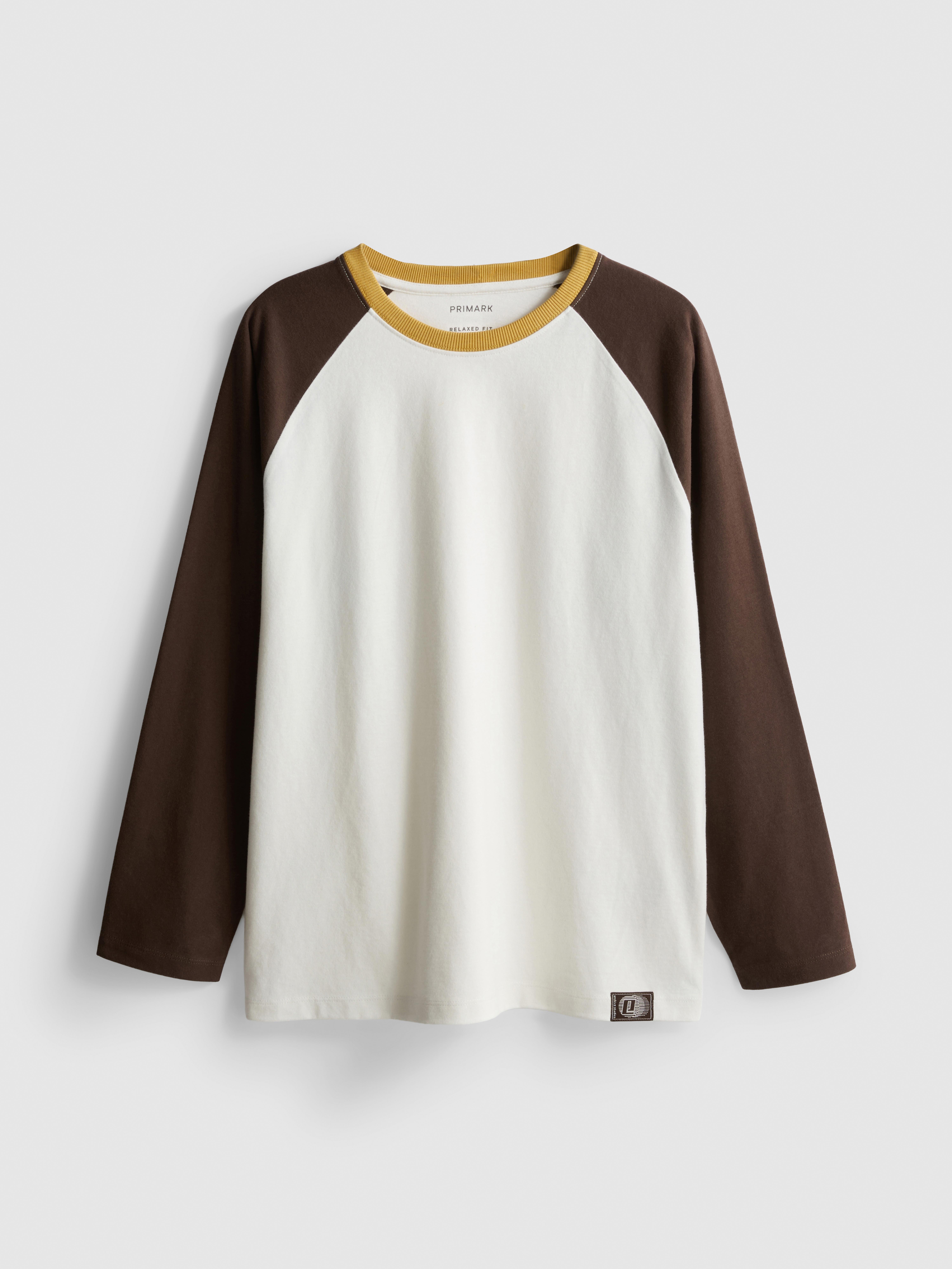 Boys Brown 7-15yrs | Pure Cotton Raglan Long Sleeve T-Shirt | Primark