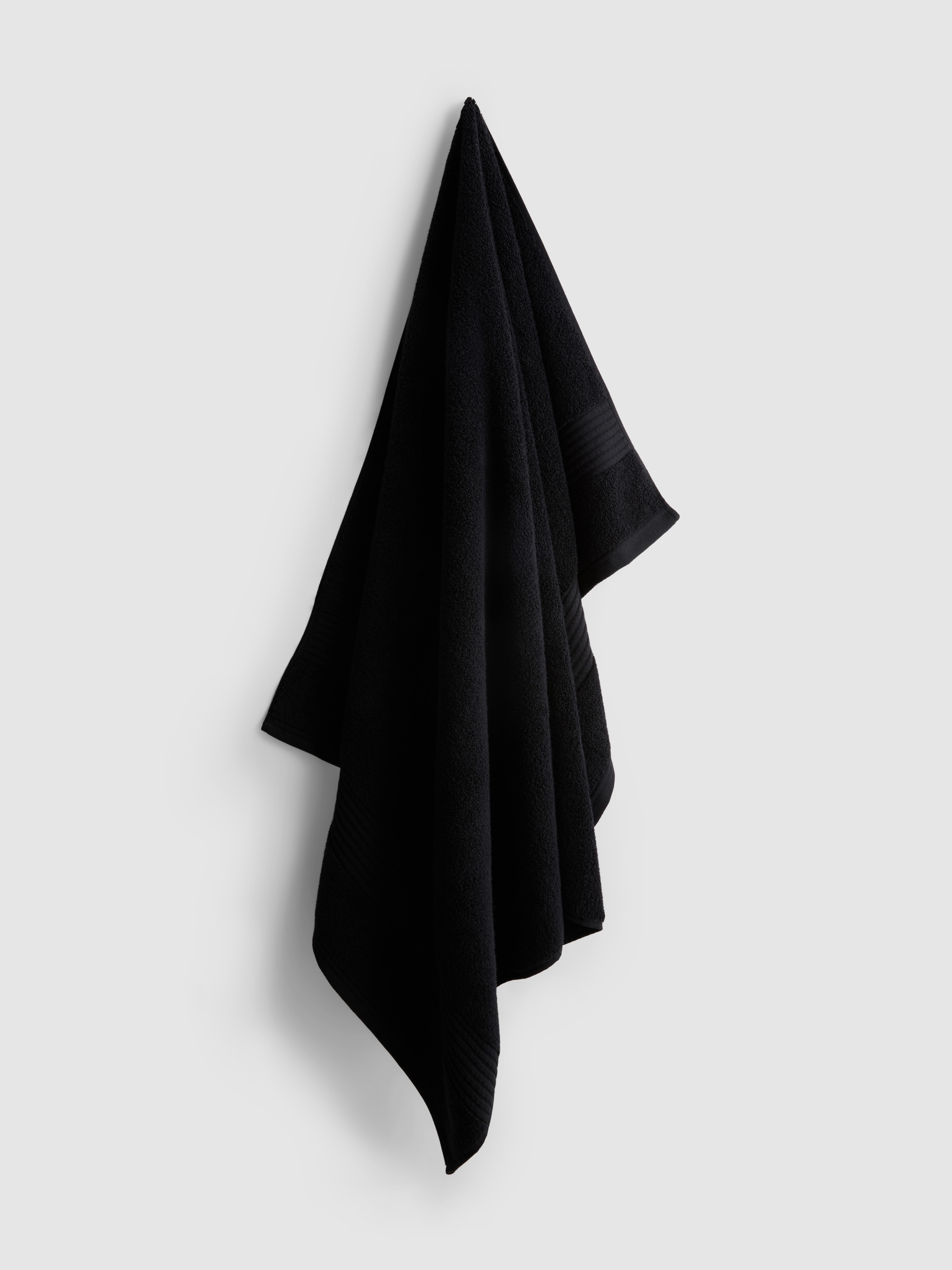 Ribbed Border XL Bath Towel Black