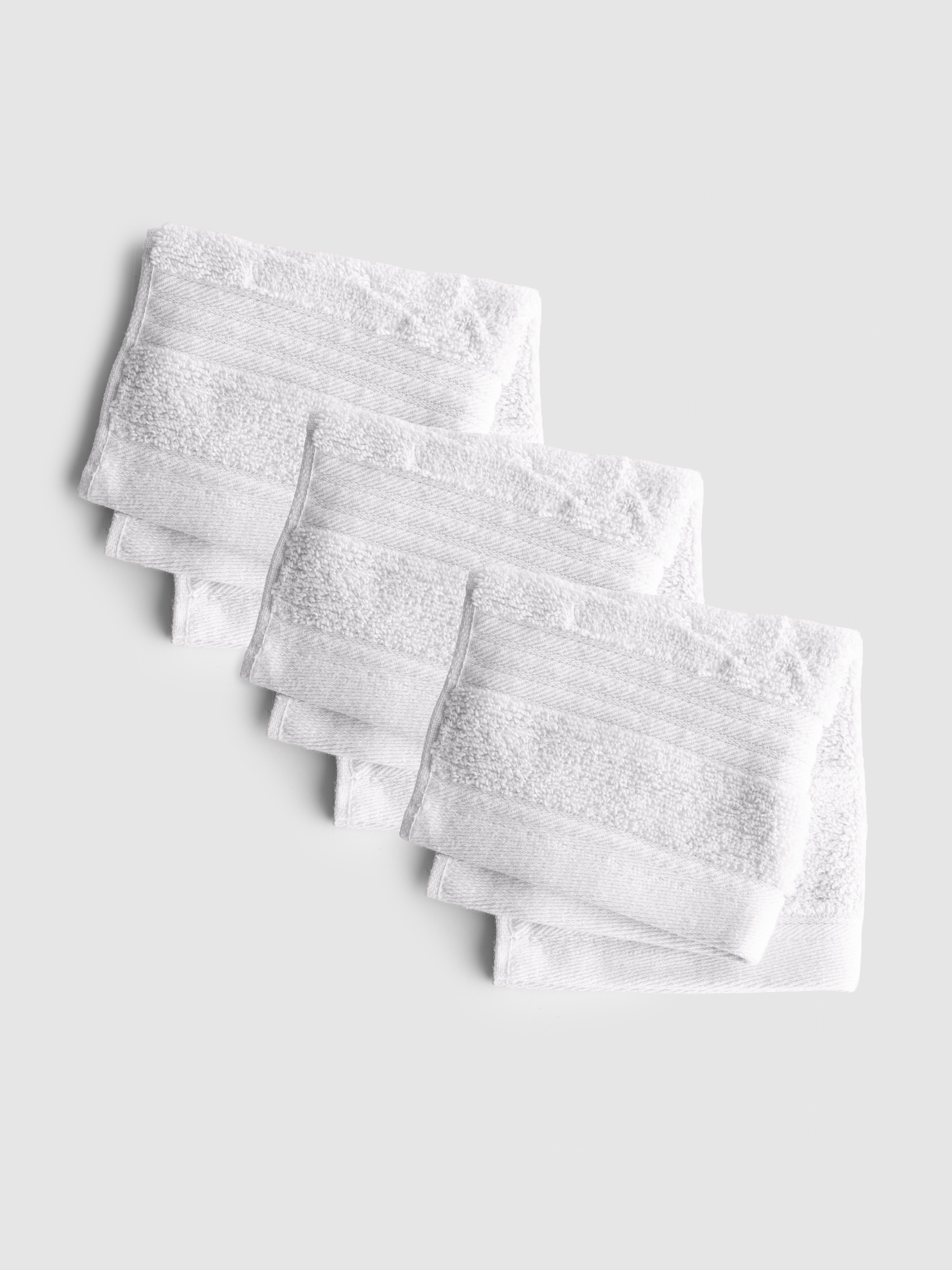 3pk Textured Face Cloths White
