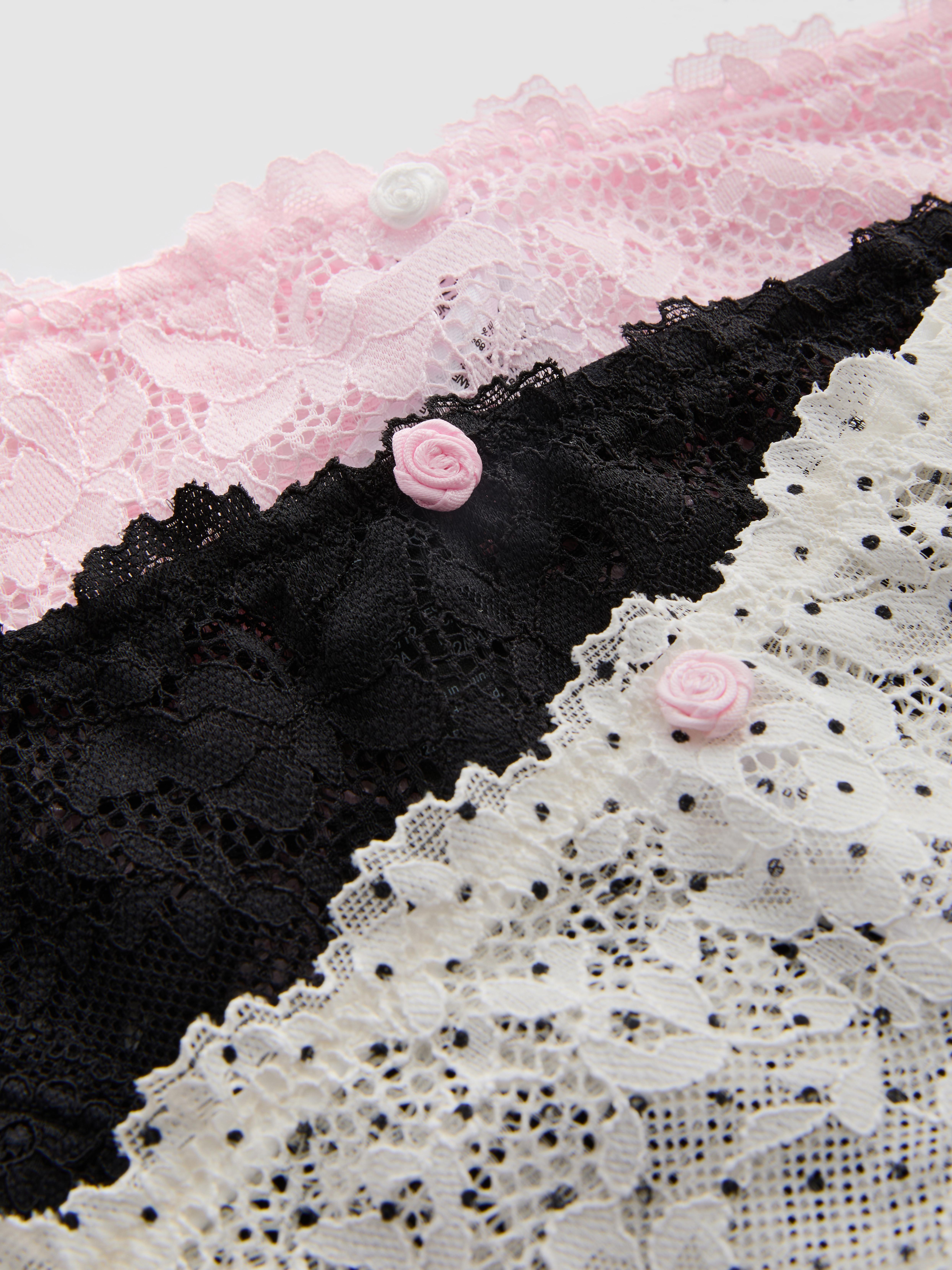 3pk Floral Lace Thongs