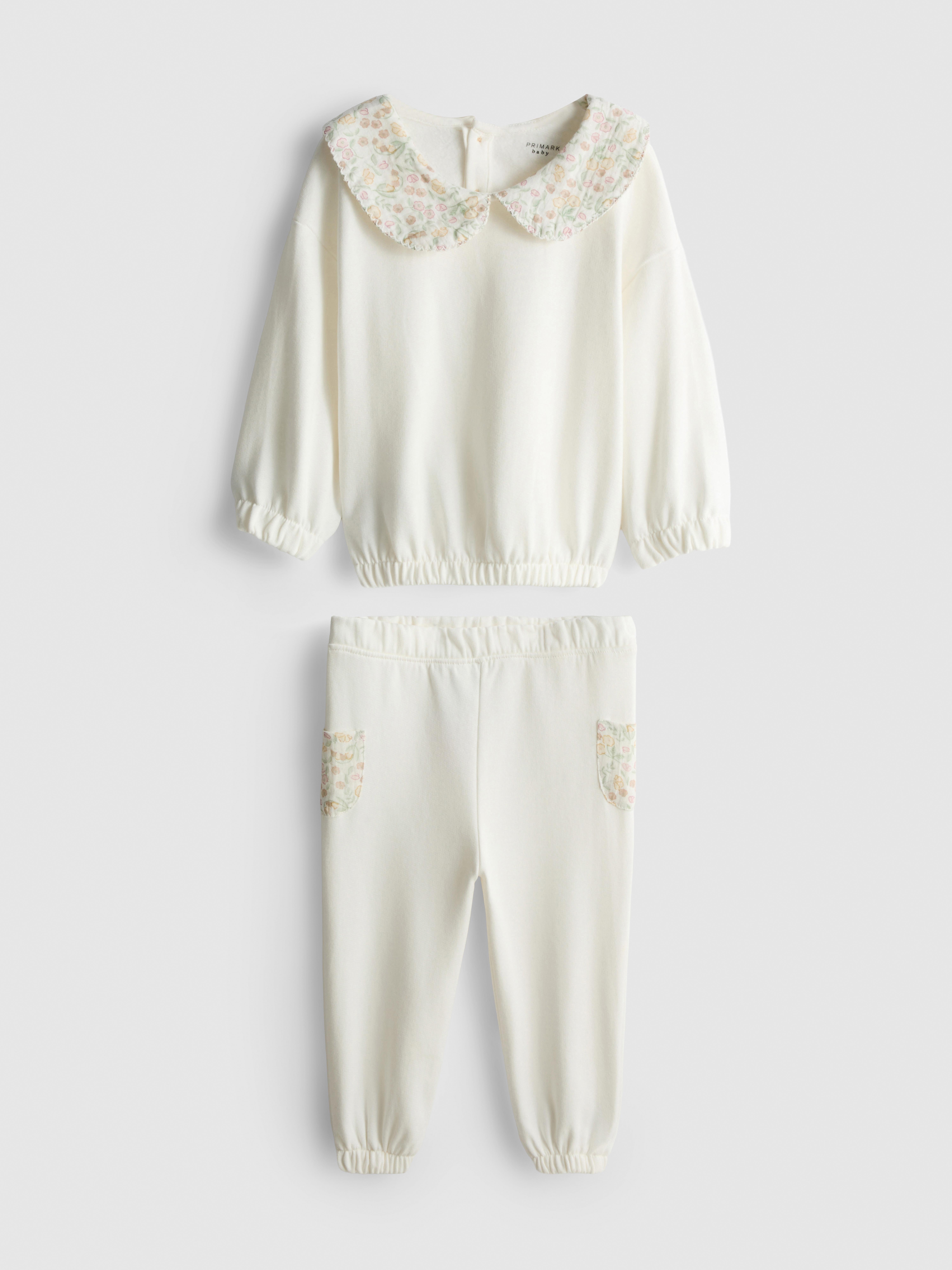 0-18mths | Pure Cotton Collared Sweatshirt and Joggers Newborn Set