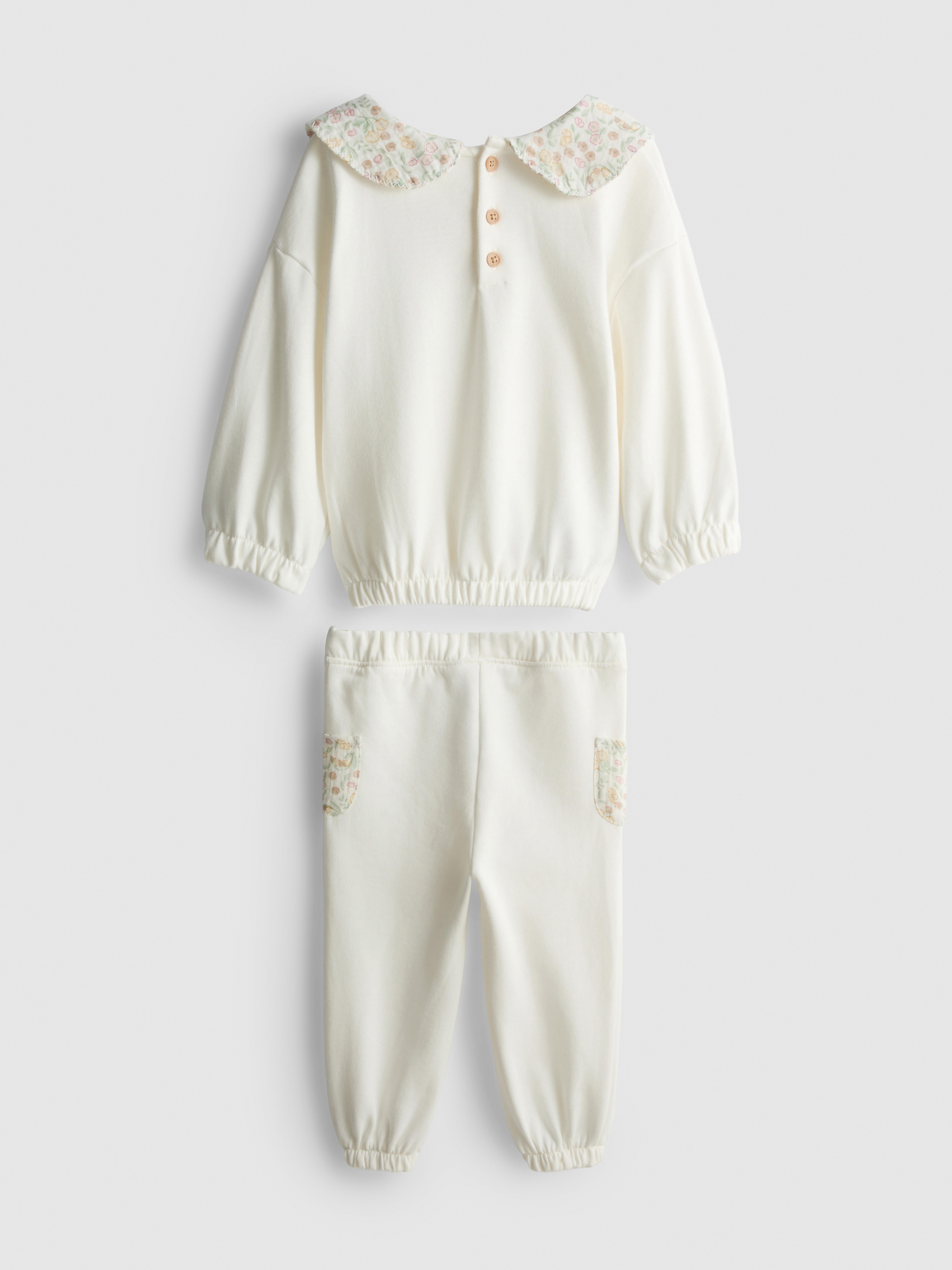 0-18mths | Pure Cotton Collared Sweatshirt and Joggers Newborn Set