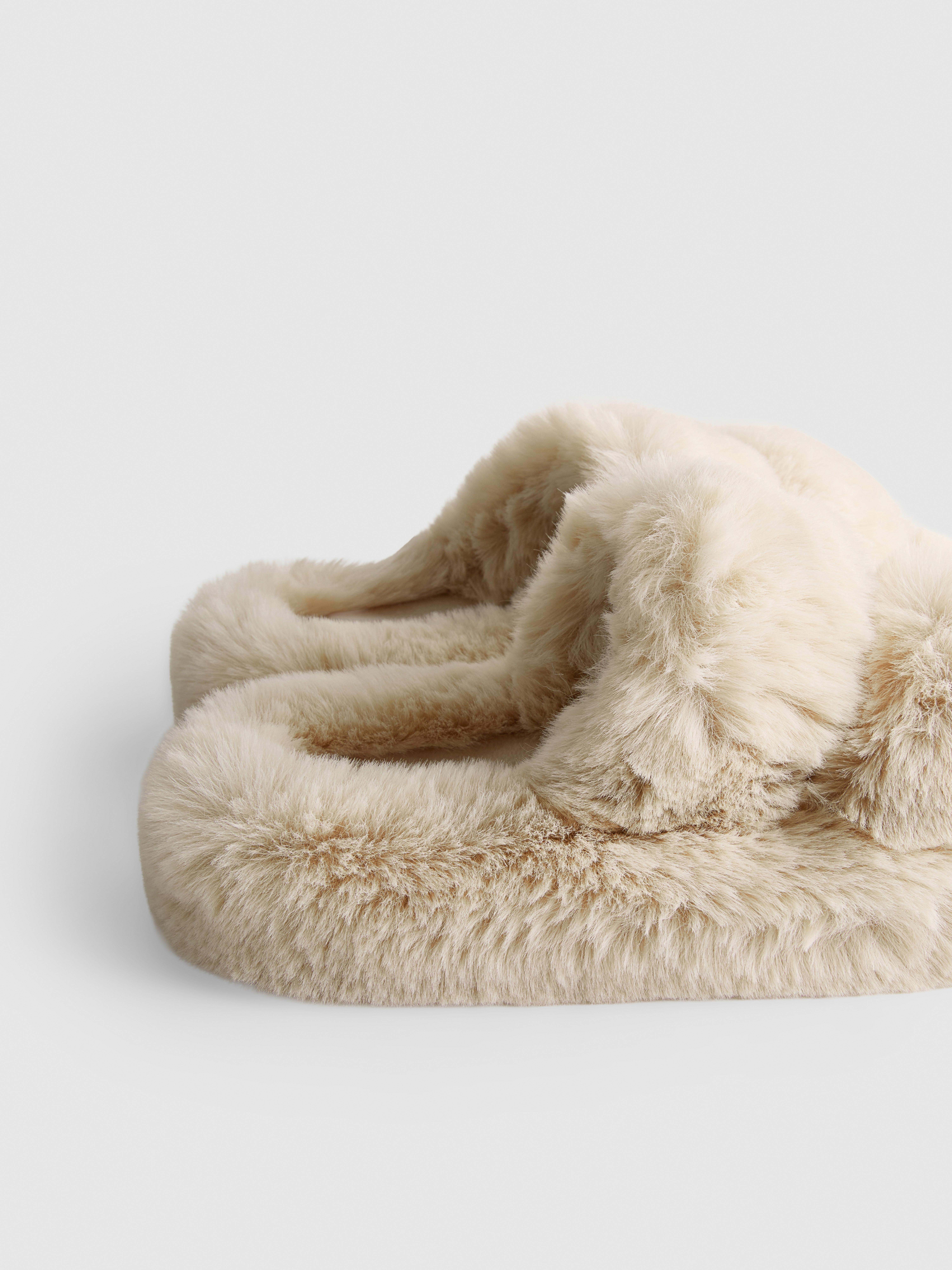 Double Strap Fluffy Slippers