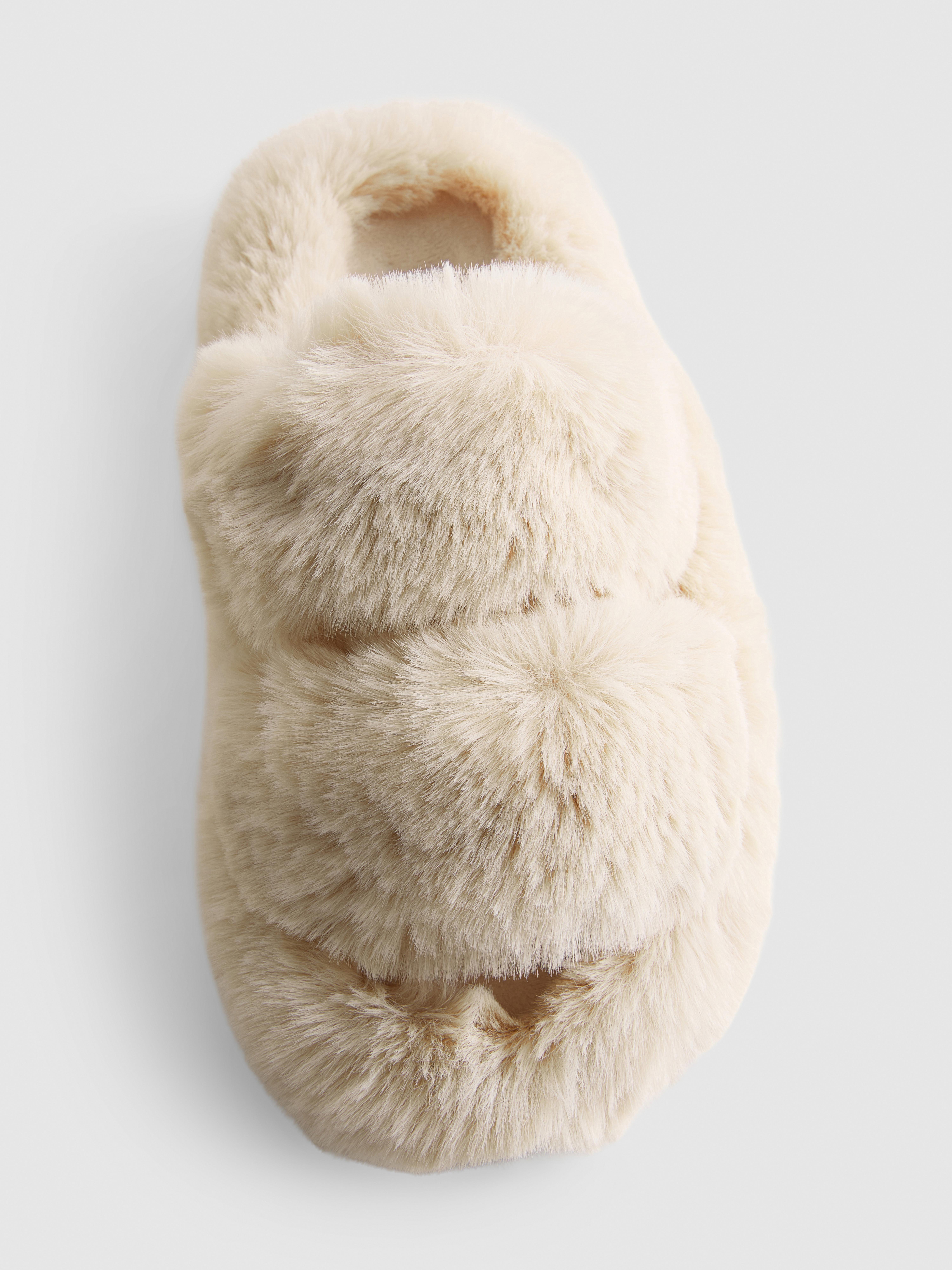 Double Strap Fluffy Slippers