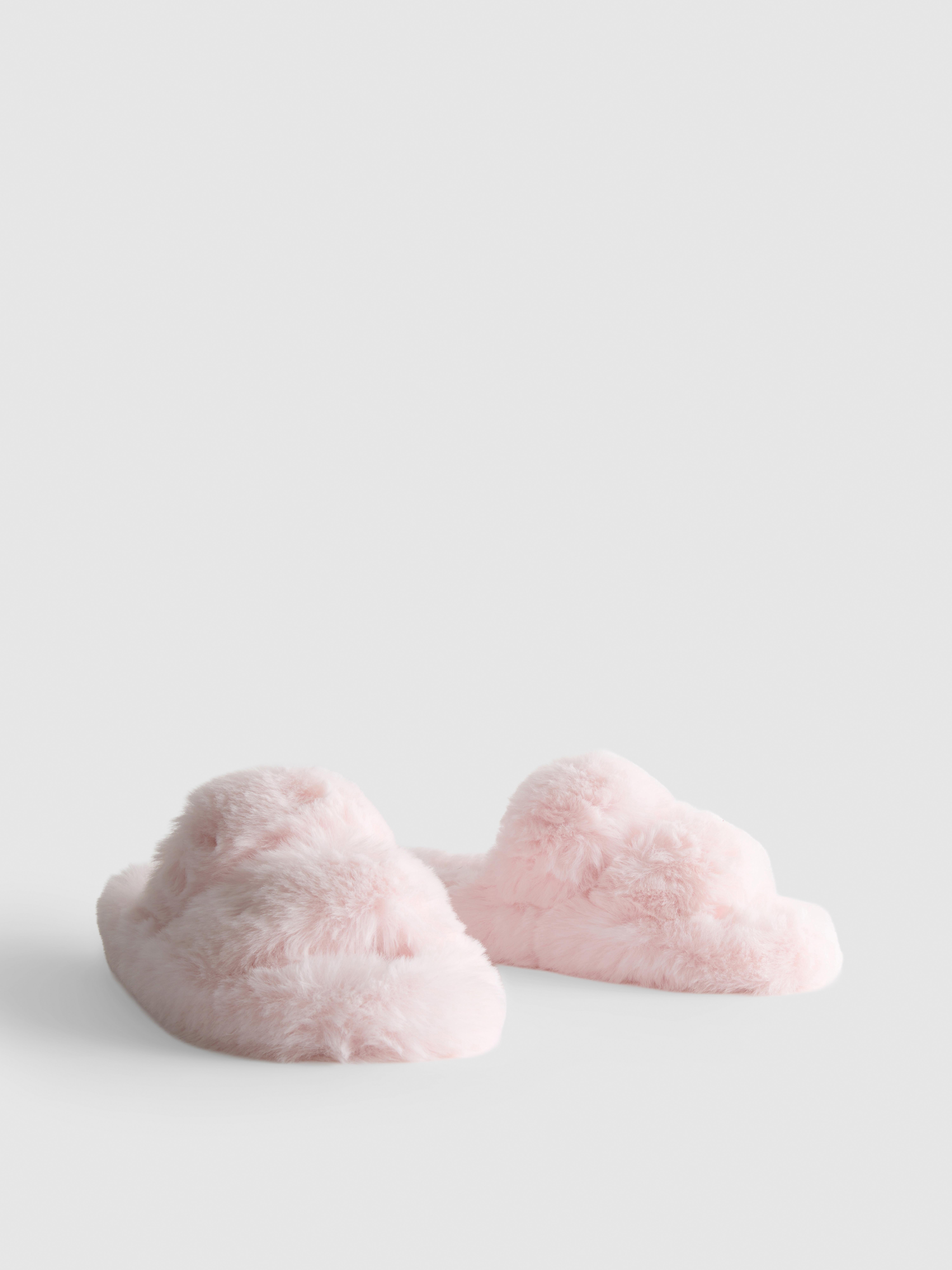 Pluizige pantoffels met twee banden