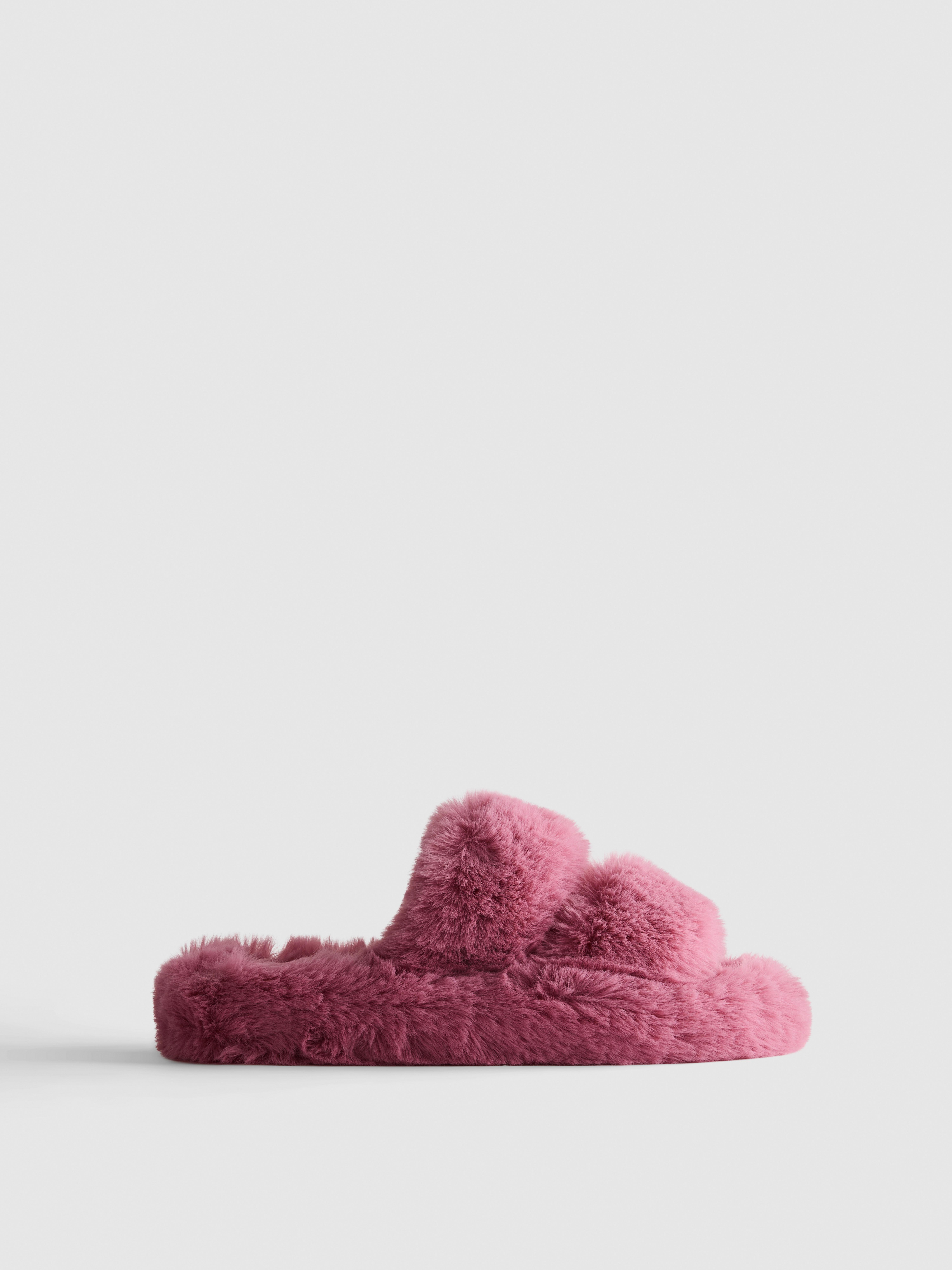 Double Strap Fluffy Slippers