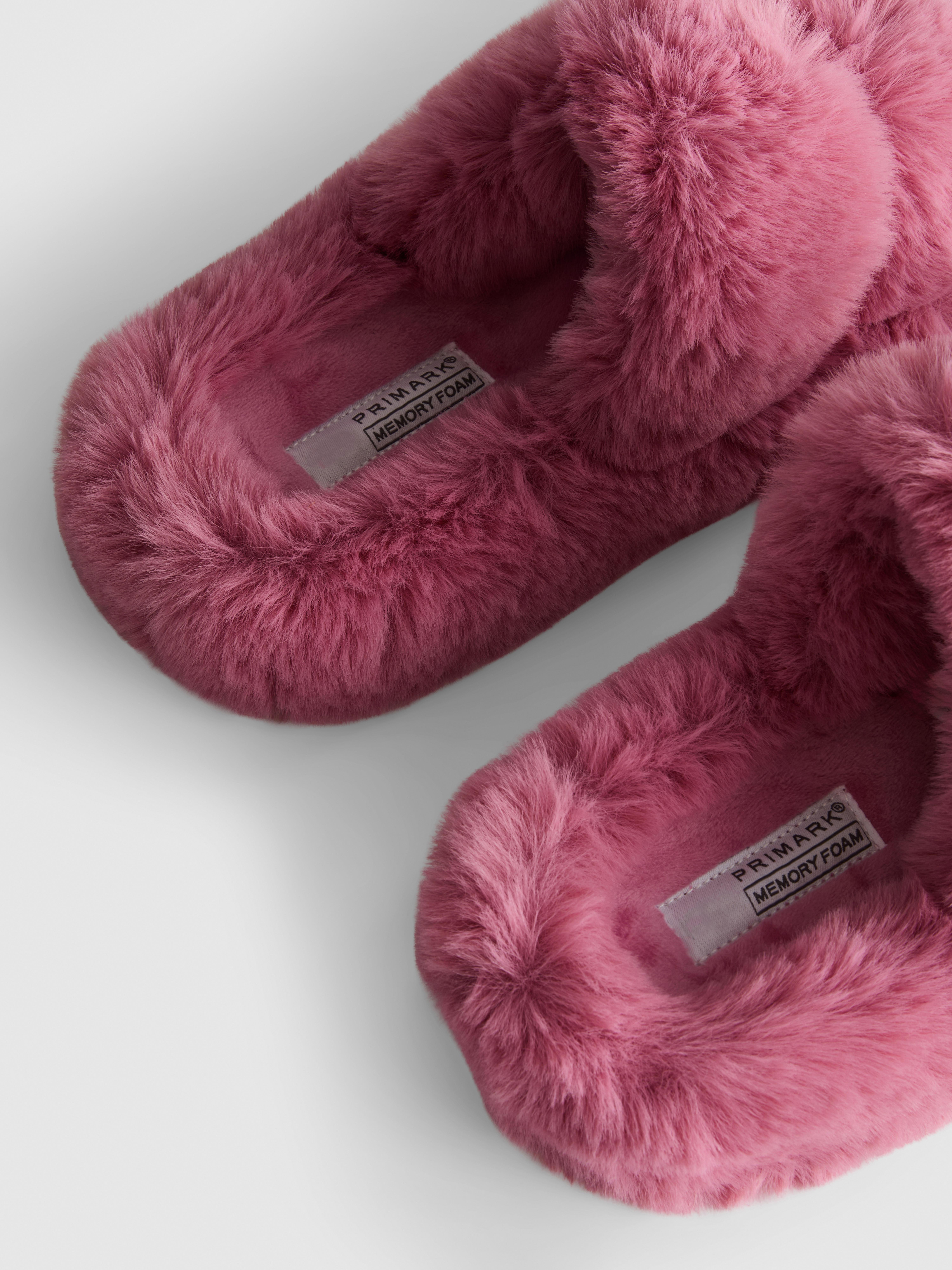 Double Strap Fluffy Slippers