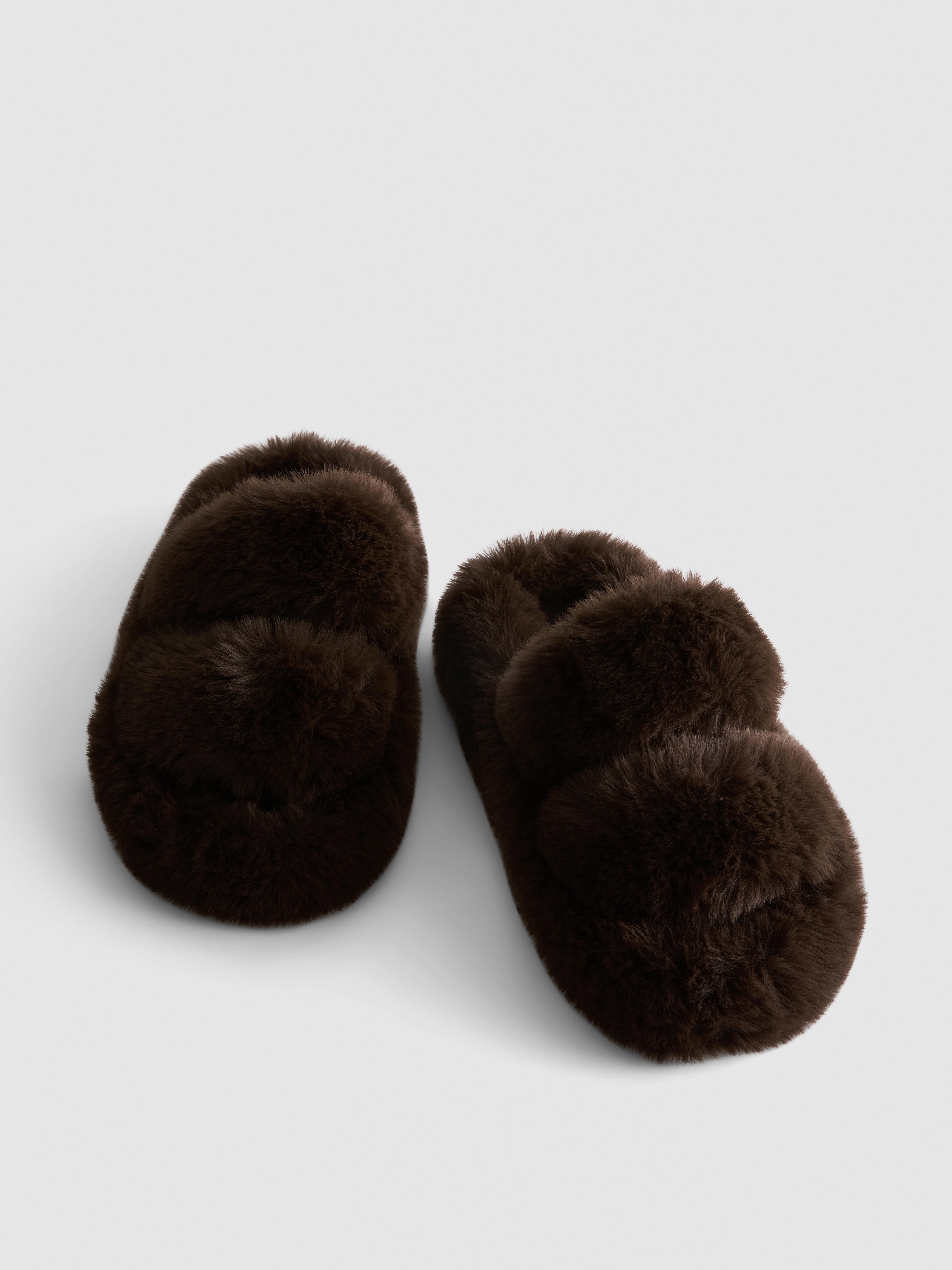 Double Strap Fluffy Slippers