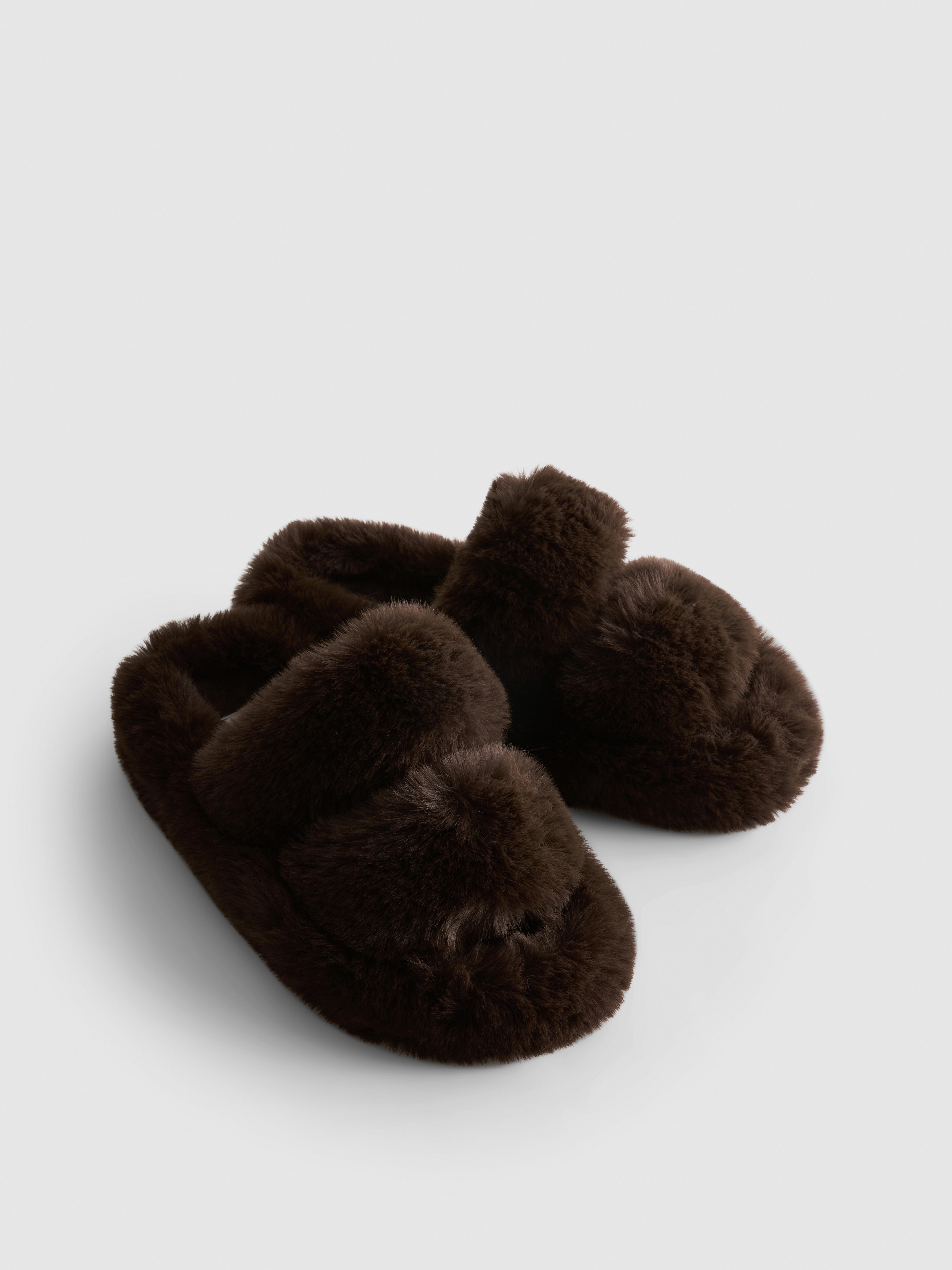 Double Strap Fluffy Slippers
