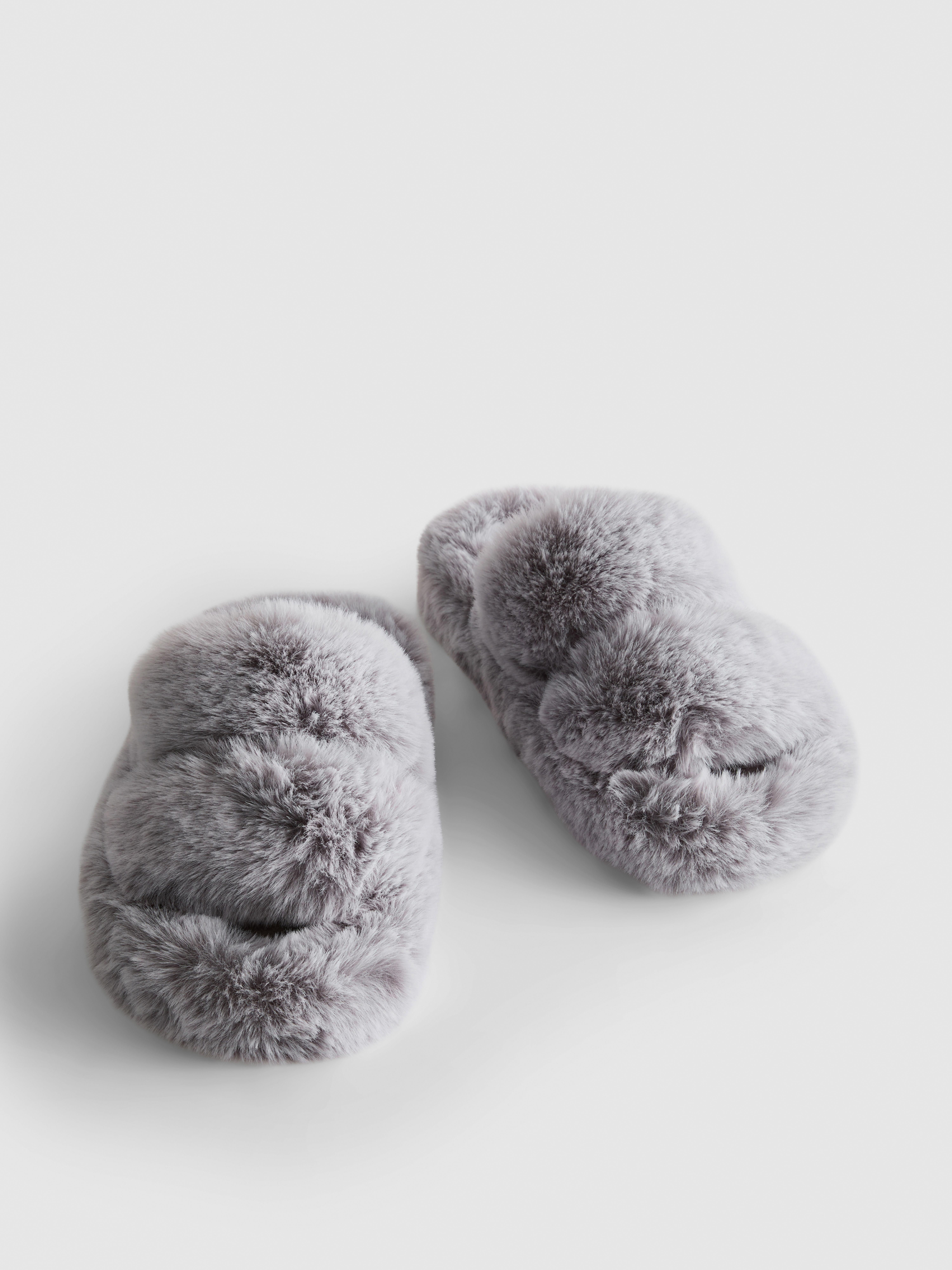 Double Strap Fluffy Slippers